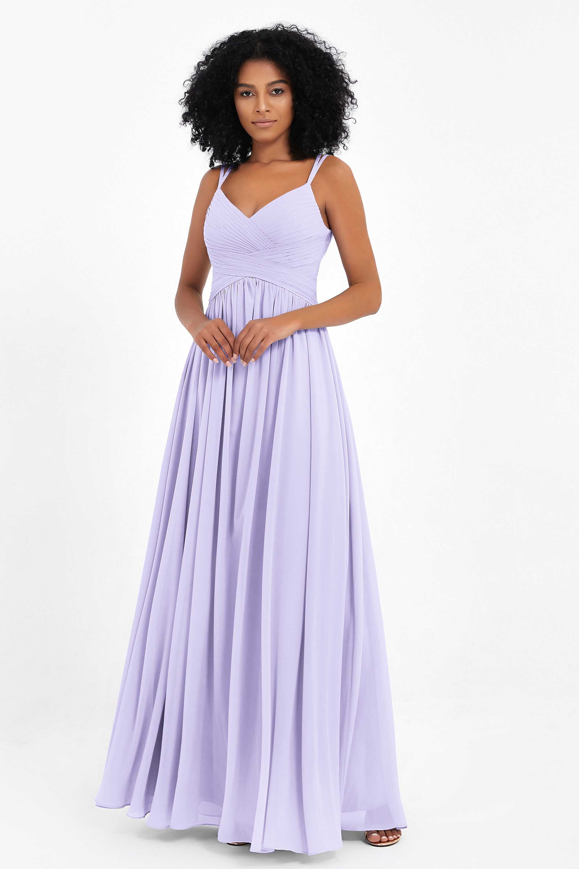 Empire Chiffon Bridesmaid Dress with Lace Long Formal Evening Dresses party Gowns