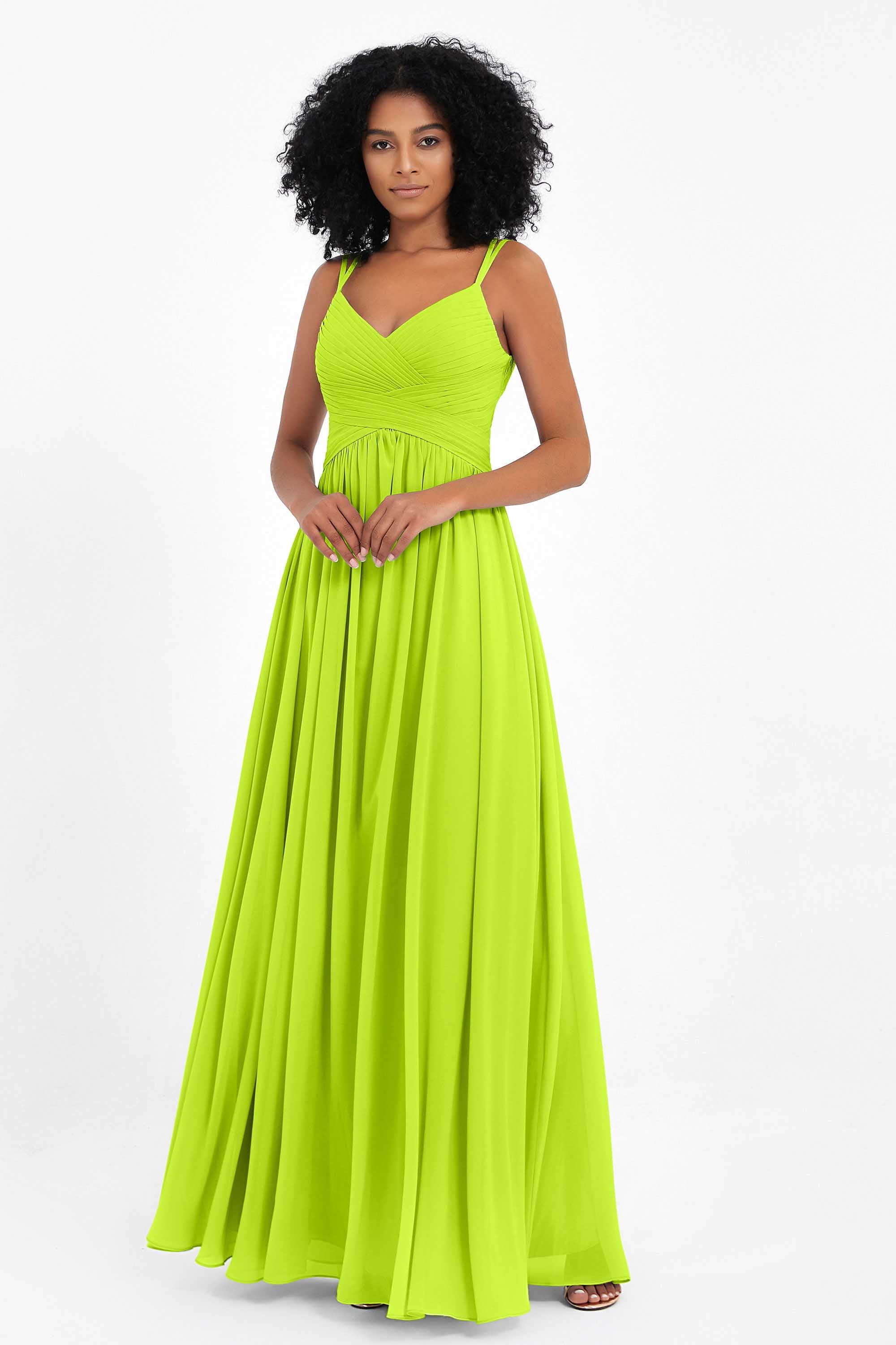 Empire Chiffon Bridesmaid Dress with Lace Long Formal Evening Dresses party Gowns