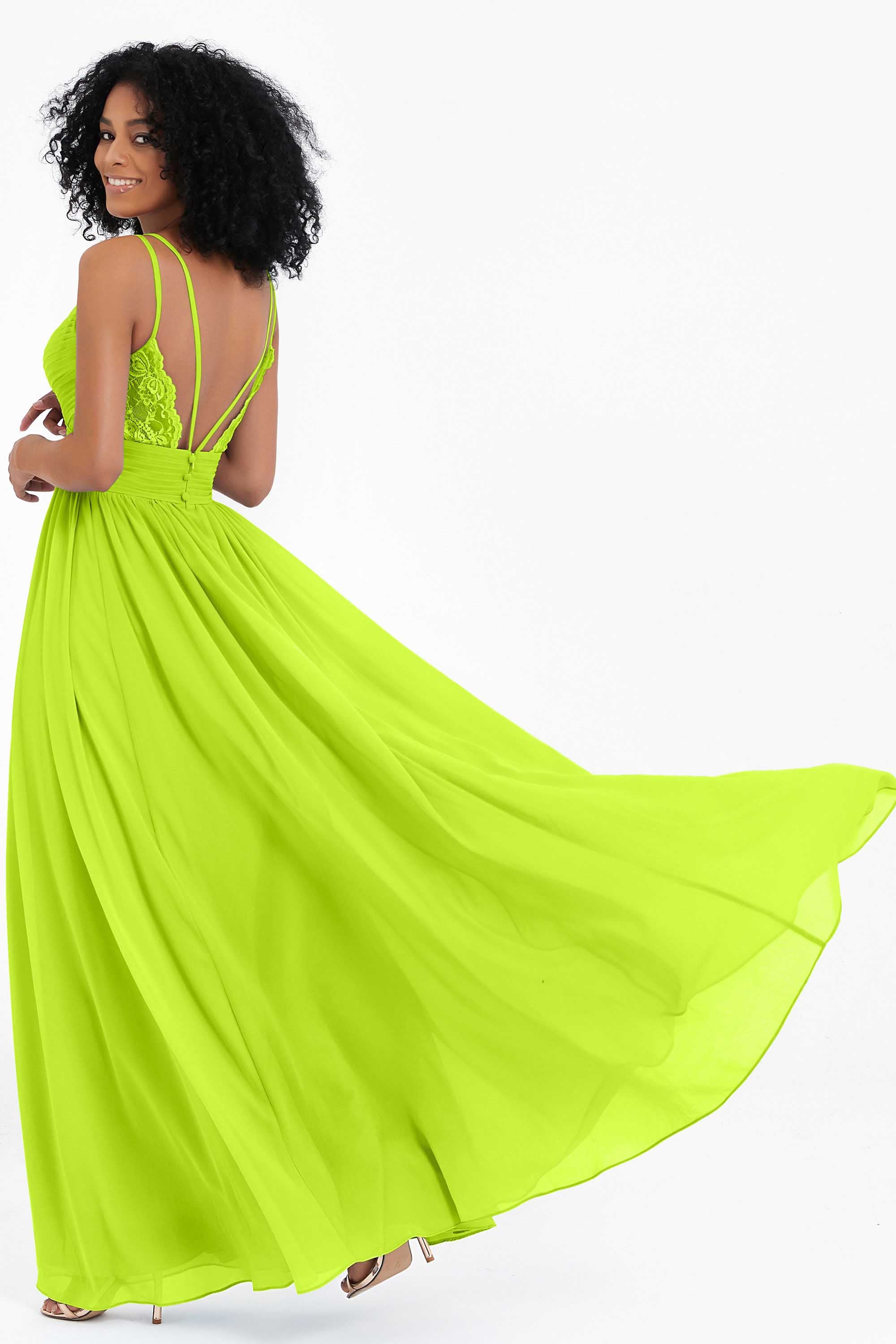 Empire Chiffon Bridesmaid Dress with Lace Long Formal Evening Dresses party Gowns