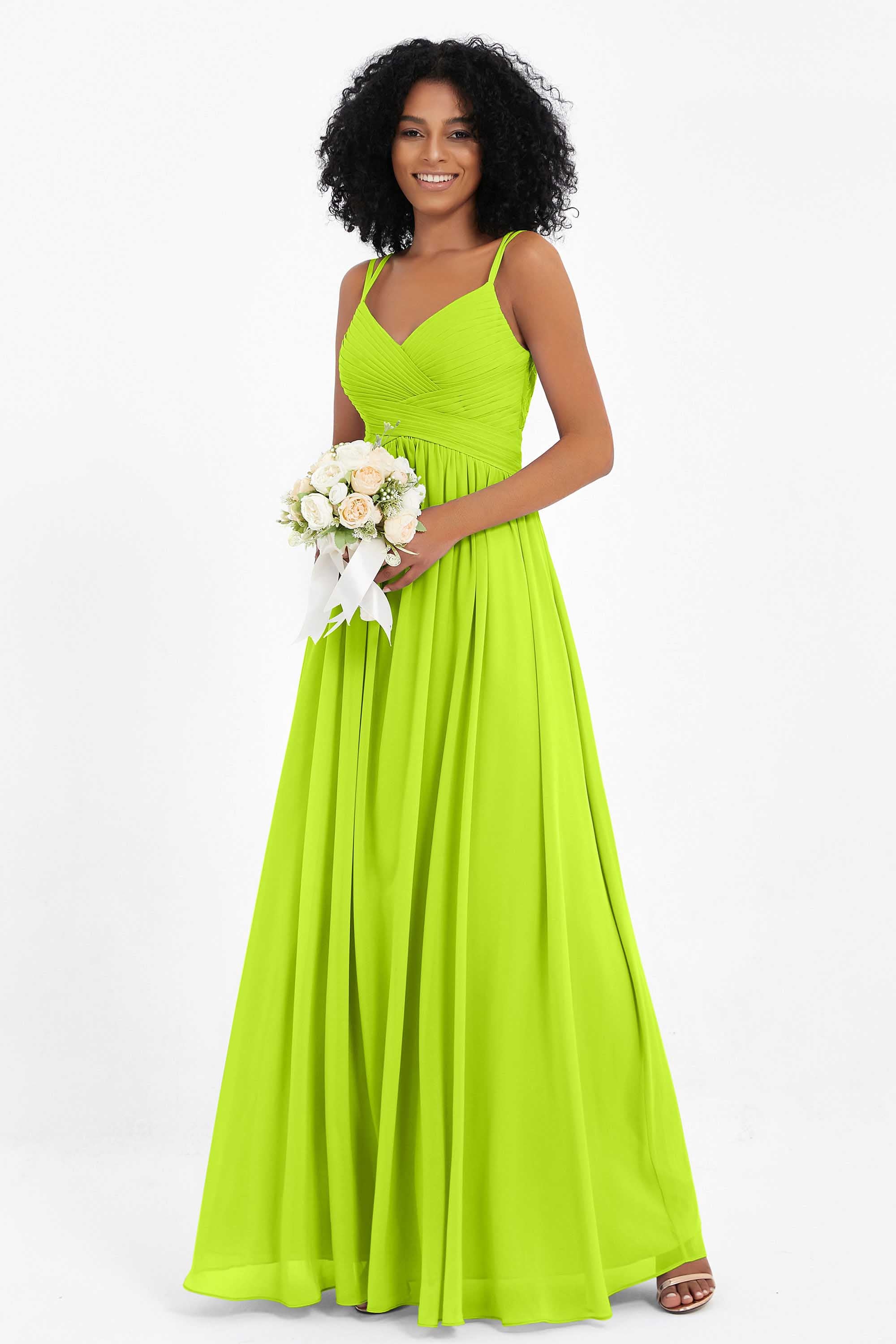 Empire Chiffon Bridesmaid Dress with Lace Long Formal Evening Dresses party Gowns