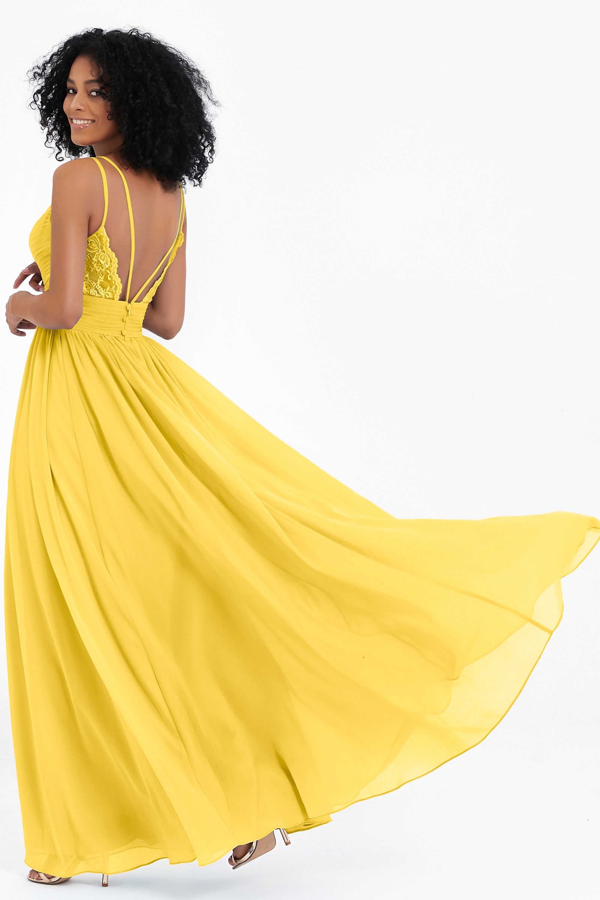Empire Chiffon Bridesmaid Dress with Lace Long Formal Evening Dresses party Gowns
