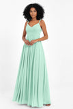 Empire Chiffon Bridesmaid Dress with Lace Long Formal Evening Dresses party Gowns