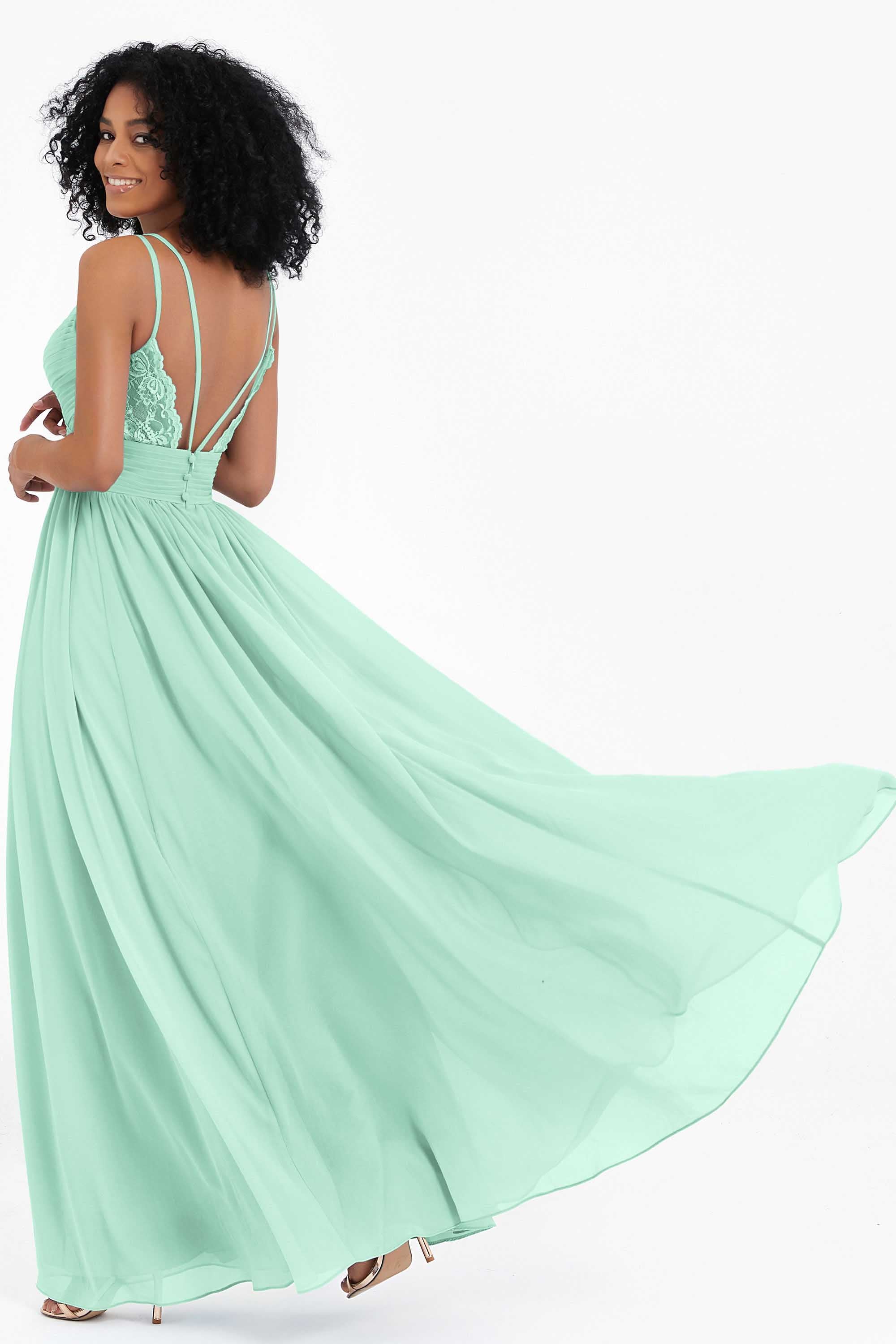 Empire Chiffon Bridesmaid Dress with Lace Long Formal Evening Dresses party Gowns