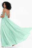 Empire Chiffon Bridesmaid Dress with Lace Long Formal Evening Dresses party Gowns