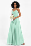 Empire Chiffon Bridesmaid Dress with Lace Long Formal Evening Dresses party Gowns