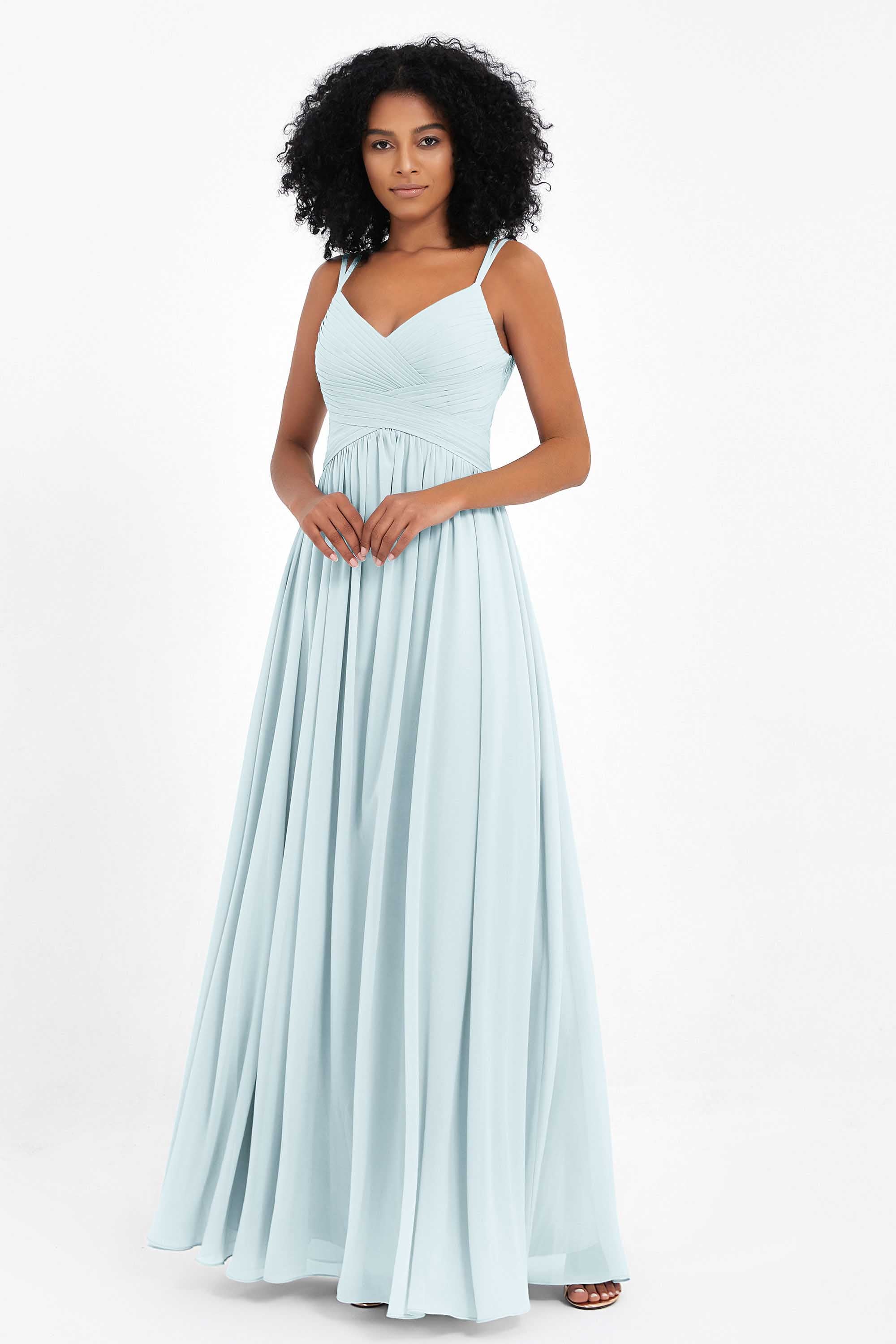 Empire Chiffon Bridesmaid Dress with Lace Long Formal Evening Dresses party Gowns