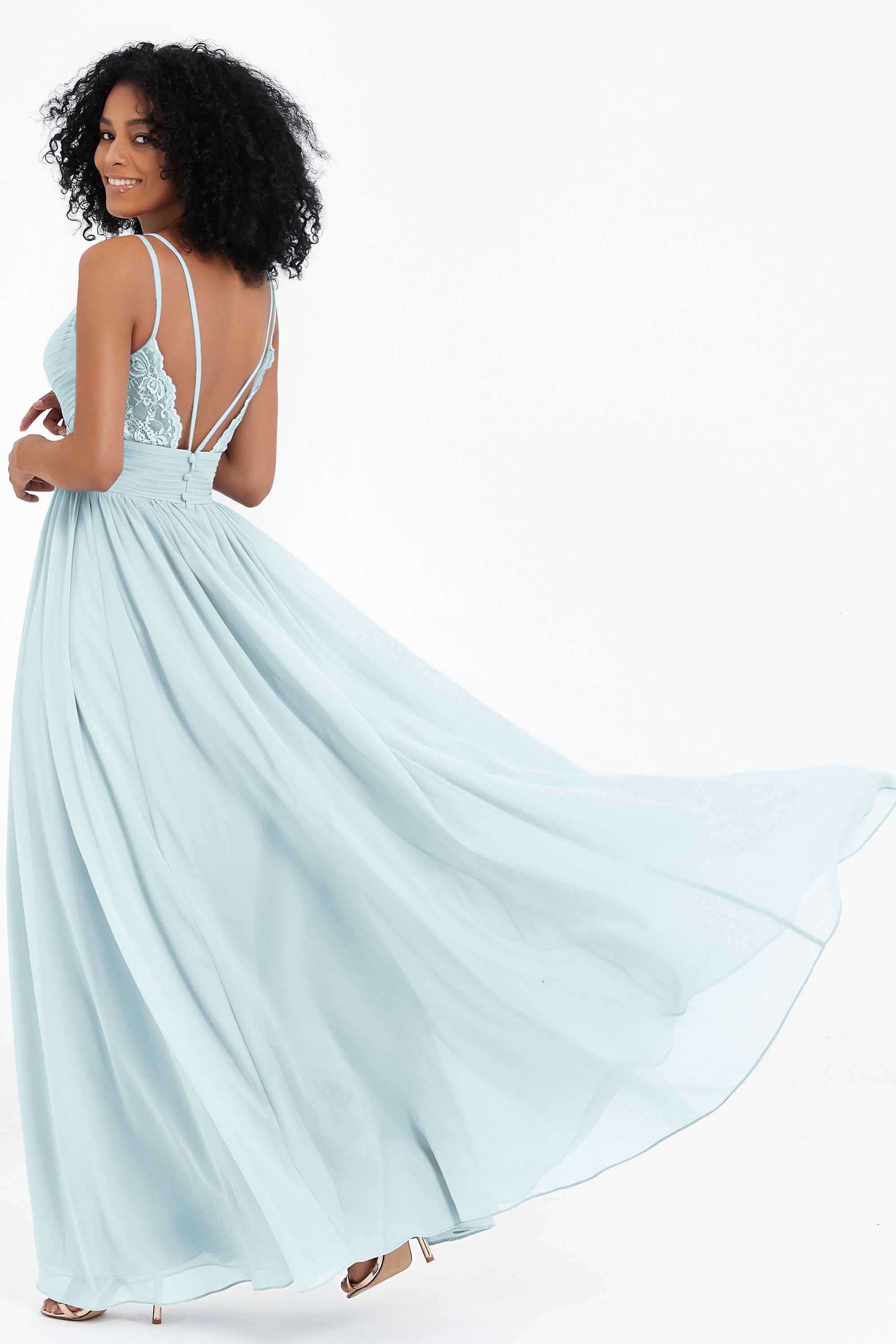 Empire Chiffon Bridesmaid Dress with Lace Long Formal Evening Dresses party Gowns