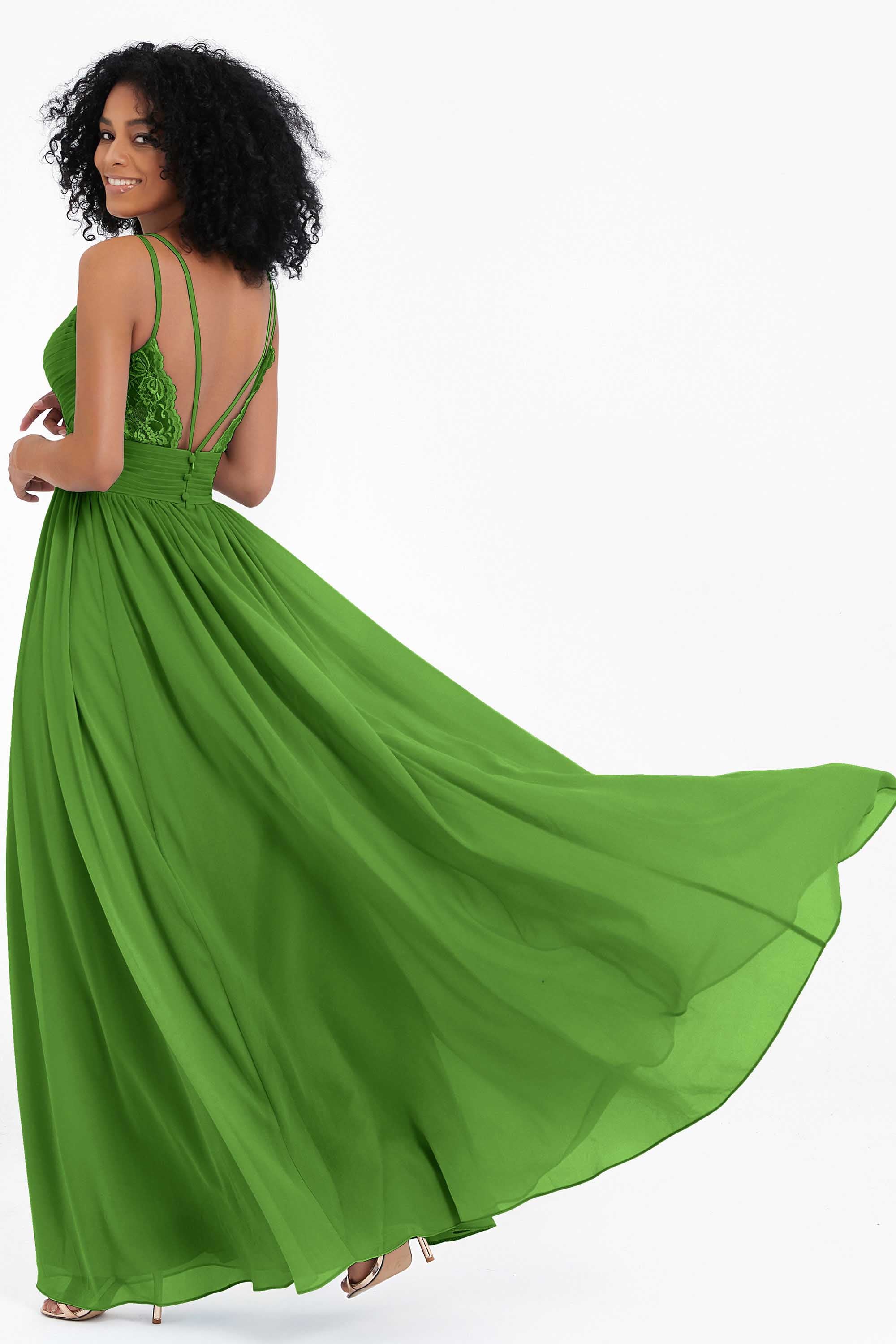 Empire Chiffon Bridesmaid Dress with Lace Long Formal Evening Dresses party Gowns