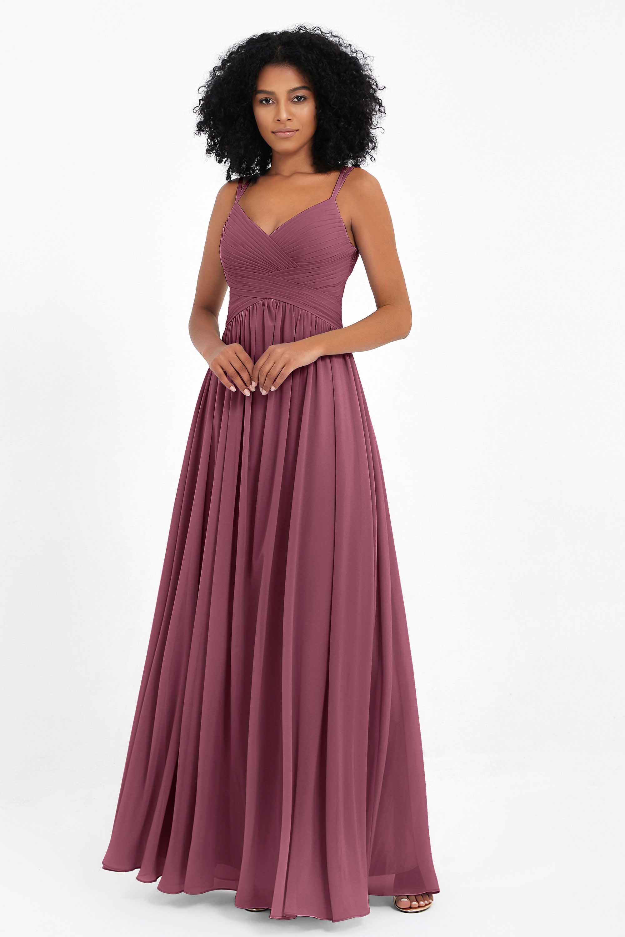Empire Chiffon Bridesmaid Dress with Lace Long Formal Evening Dresses party Gowns