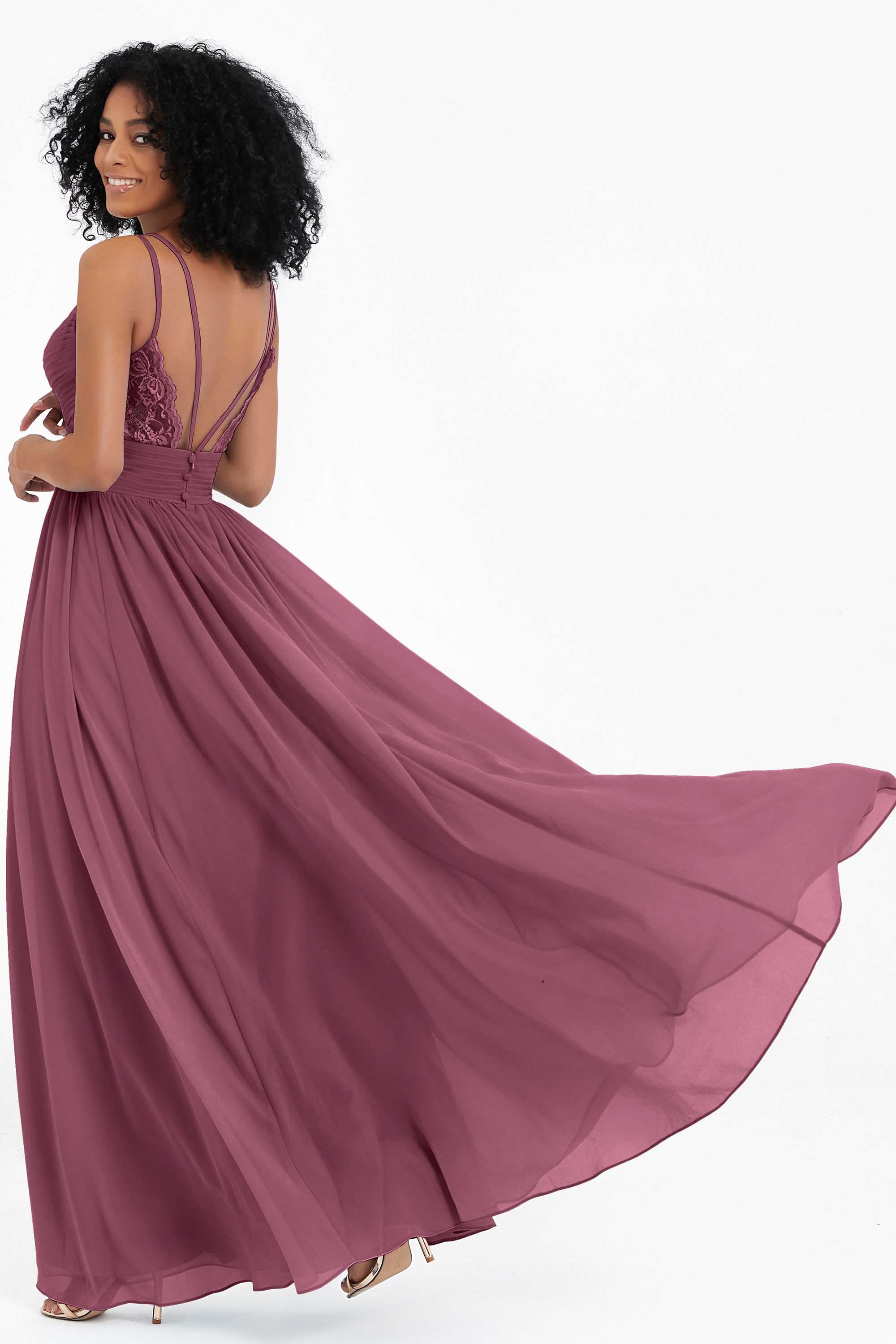 Empire Chiffon Bridesmaid Dress with Lace Long Formal Evening Dresses party Gowns