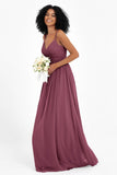 Empire Chiffon Bridesmaid Dress with Lace Long Formal Evening Dresses party Gowns