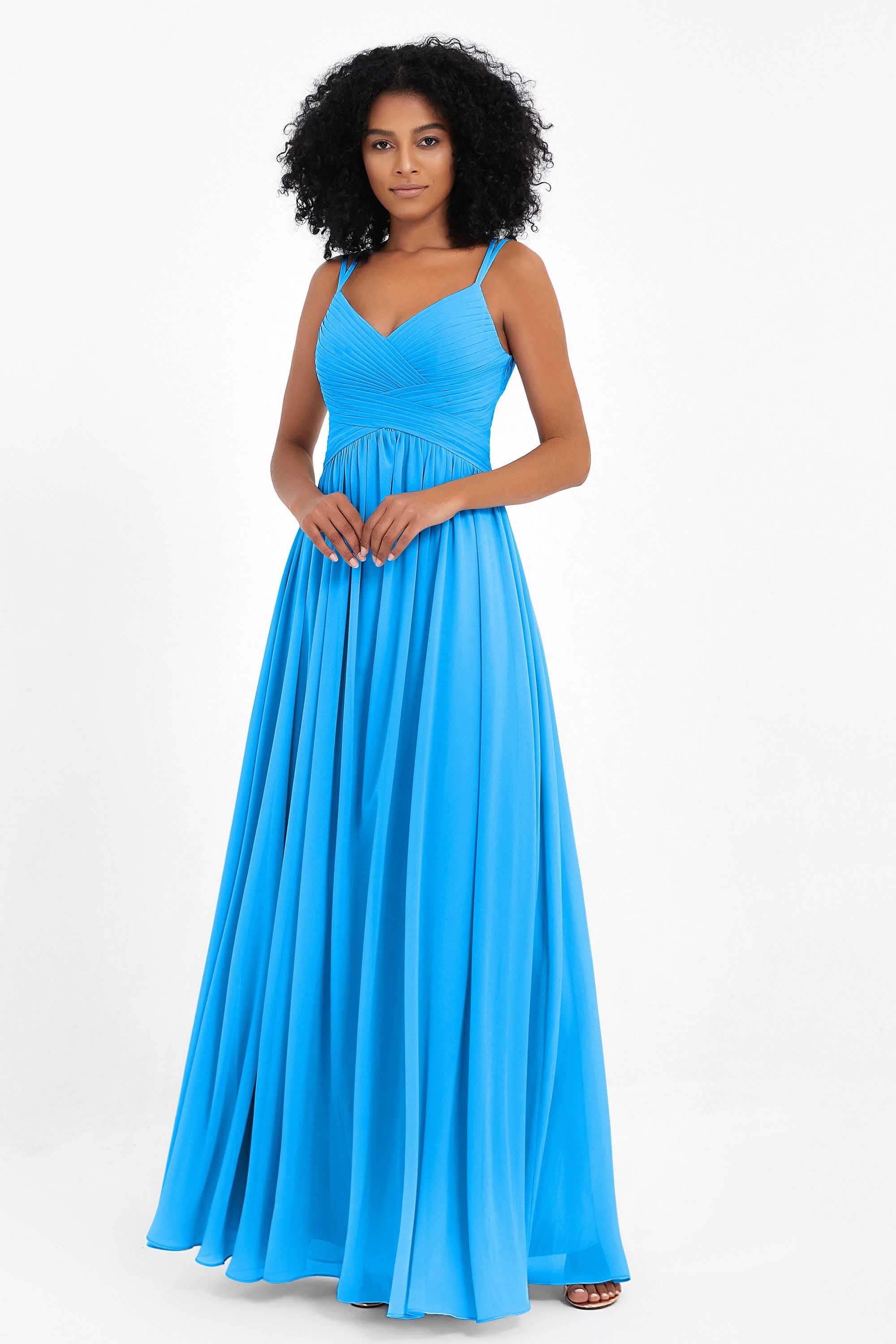 Empire Chiffon Bridesmaid Dress with Lace Long Formal Evening Dresses party Gowns