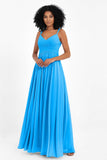 Empire Chiffon Bridesmaid Dress with Lace Long Formal Evening Dresses party Gowns