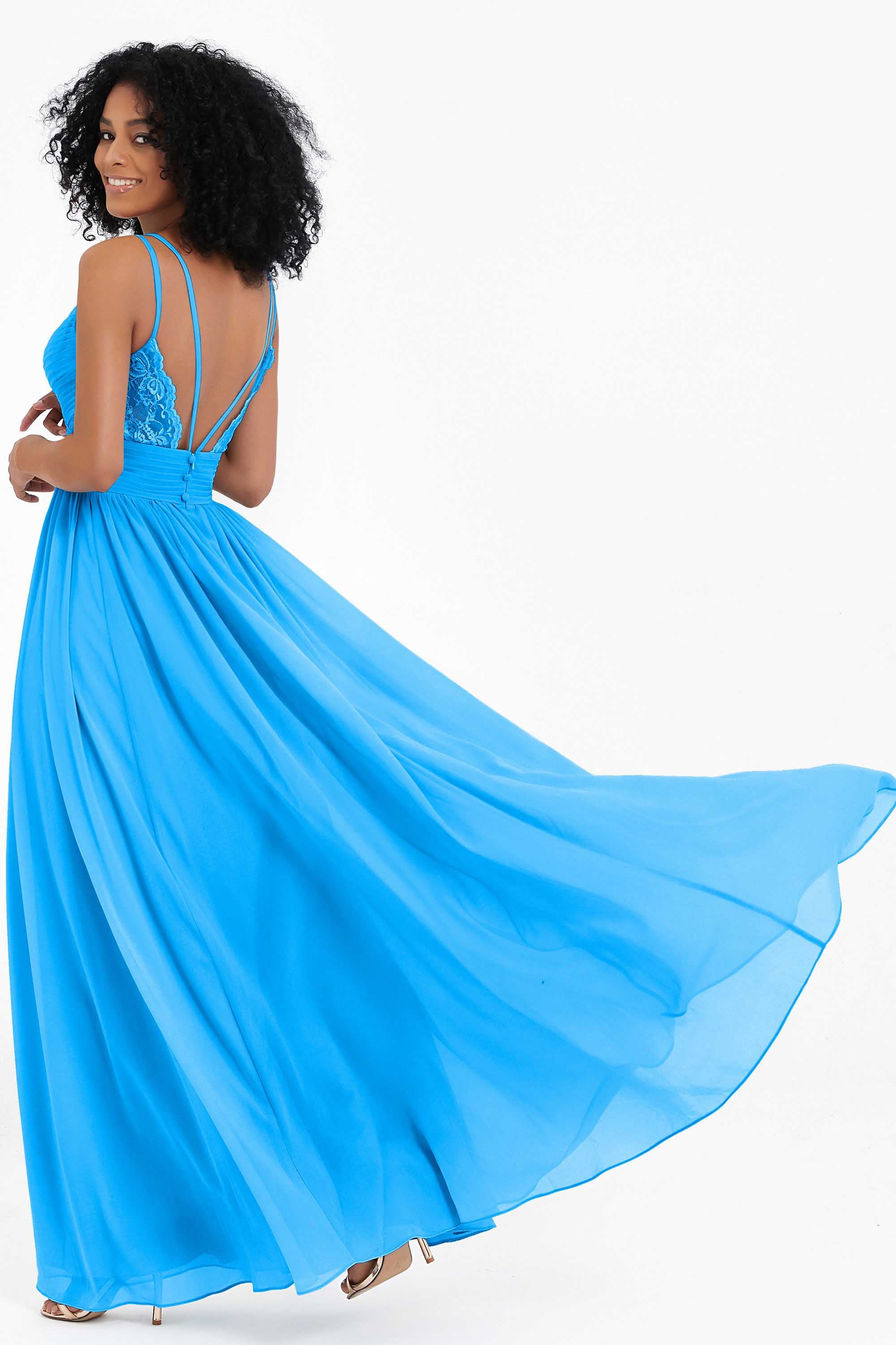 Empire Chiffon Bridesmaid Dress with Lace Long Formal Evening Dresses party Gowns