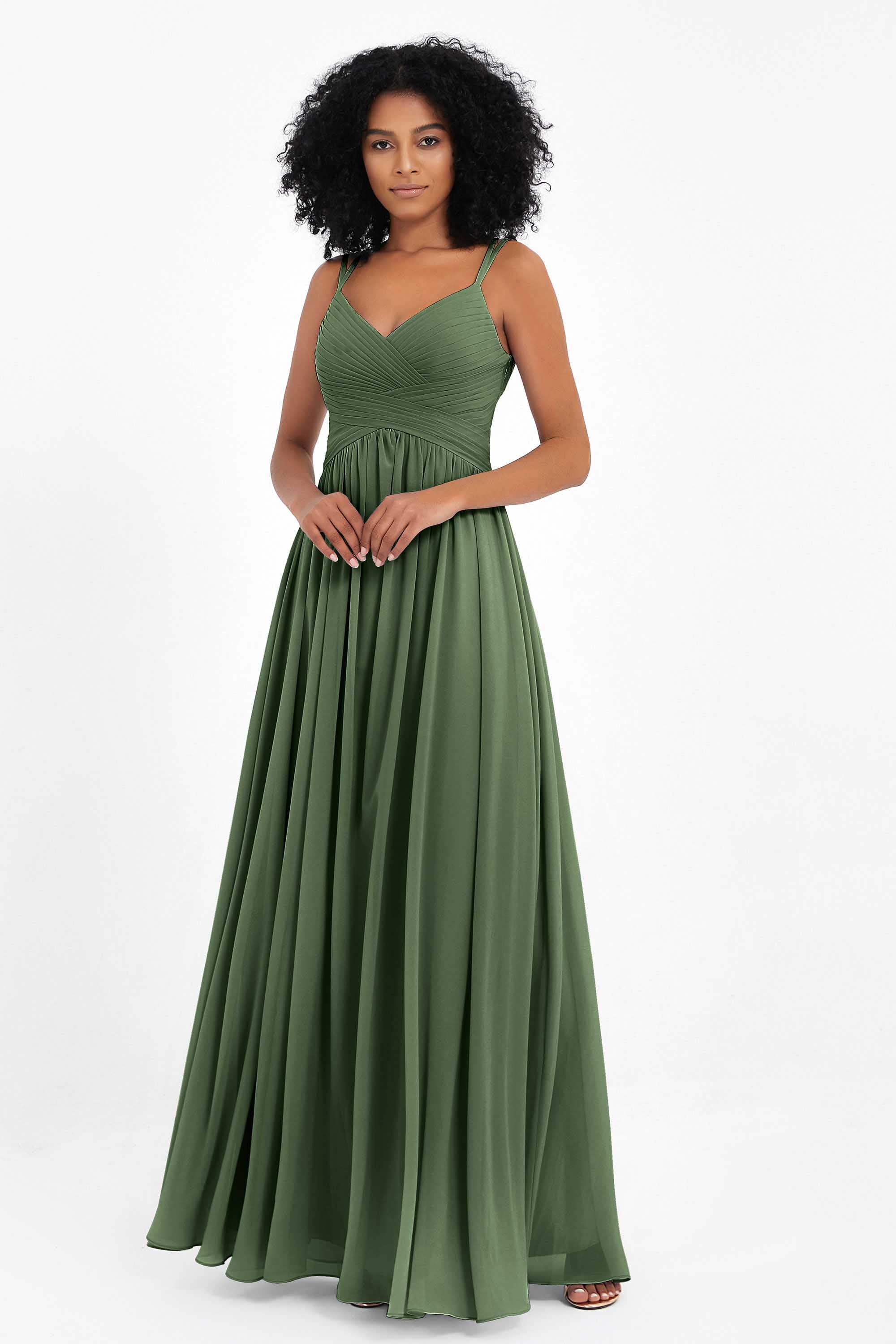 Empire Chiffon Bridesmaid Dress with Lace Long Formal Evening Dresses party Gowns