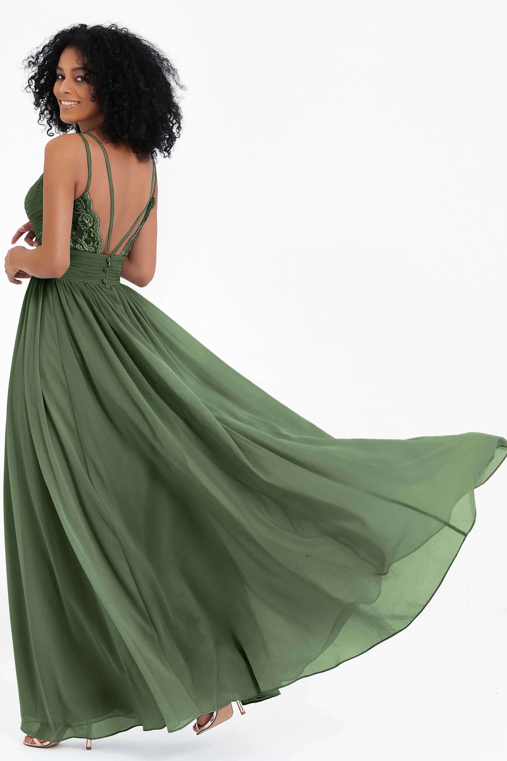 Empire Chiffon Bridesmaid Dress with Lace Long Formal Evening Dresses party Gowns