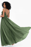 Empire Chiffon Bridesmaid Dress with Lace Long Formal Evening Dresses party Gowns
