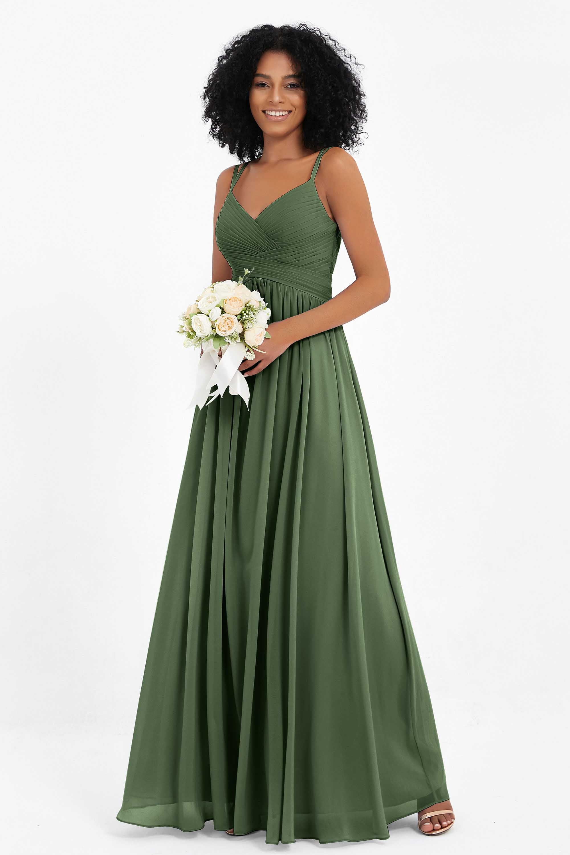 Empire Chiffon Bridesmaid Dress with Lace Long Formal Evening Dresses party Gowns