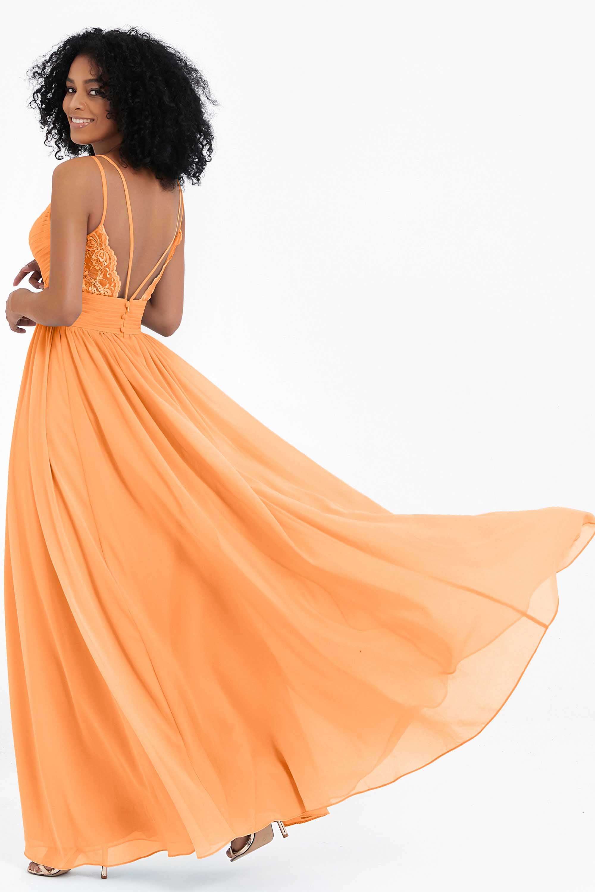 Empire Chiffon Bridesmaid Dress with Lace Long Formal Evening Dresses party Gowns