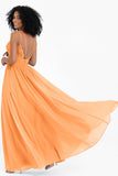 Empire Chiffon Bridesmaid Dress with Lace Long Formal Evening Dresses party Gowns