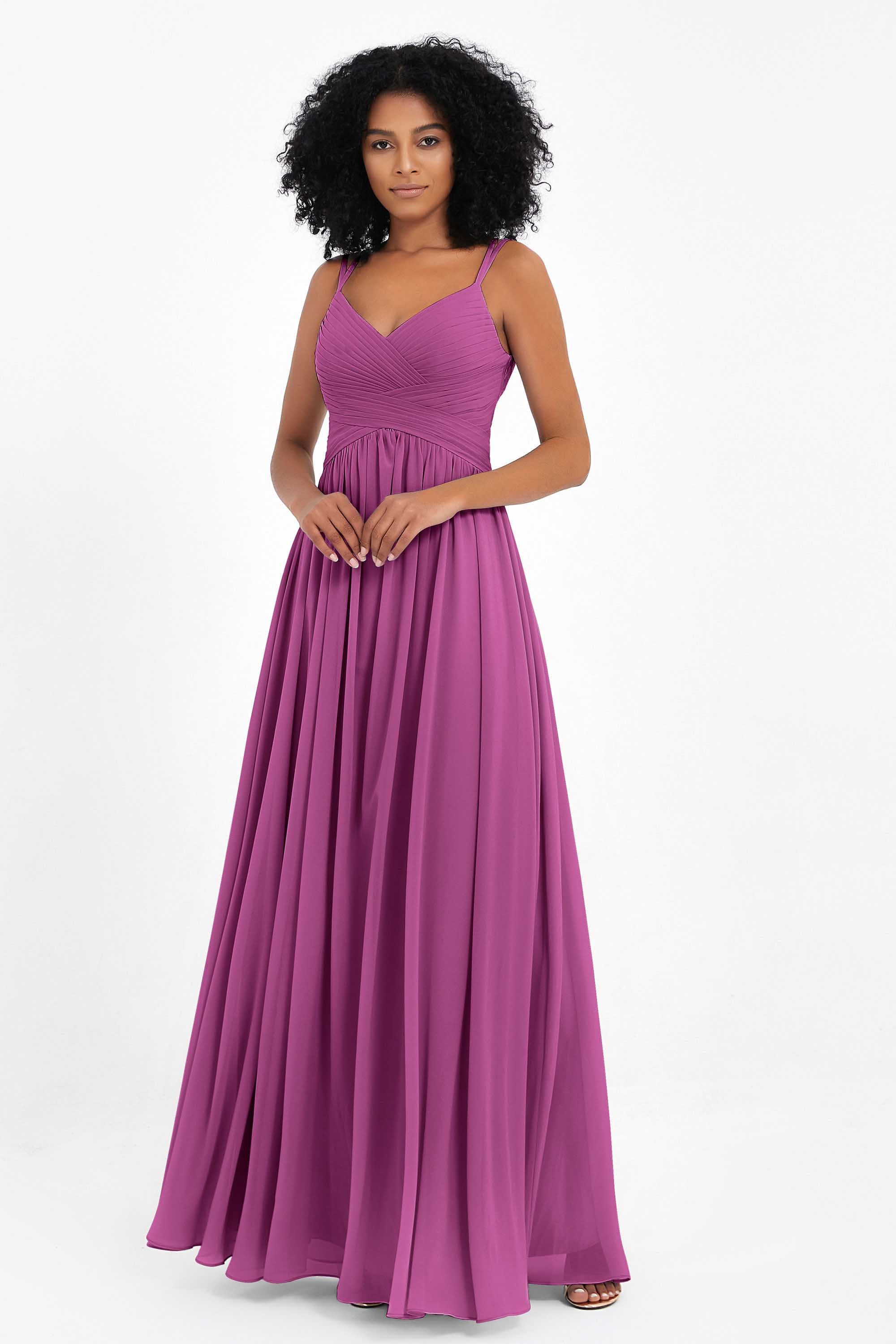 Empire Chiffon Bridesmaid Dress with Lace Long Formal Evening Dresses party Gowns