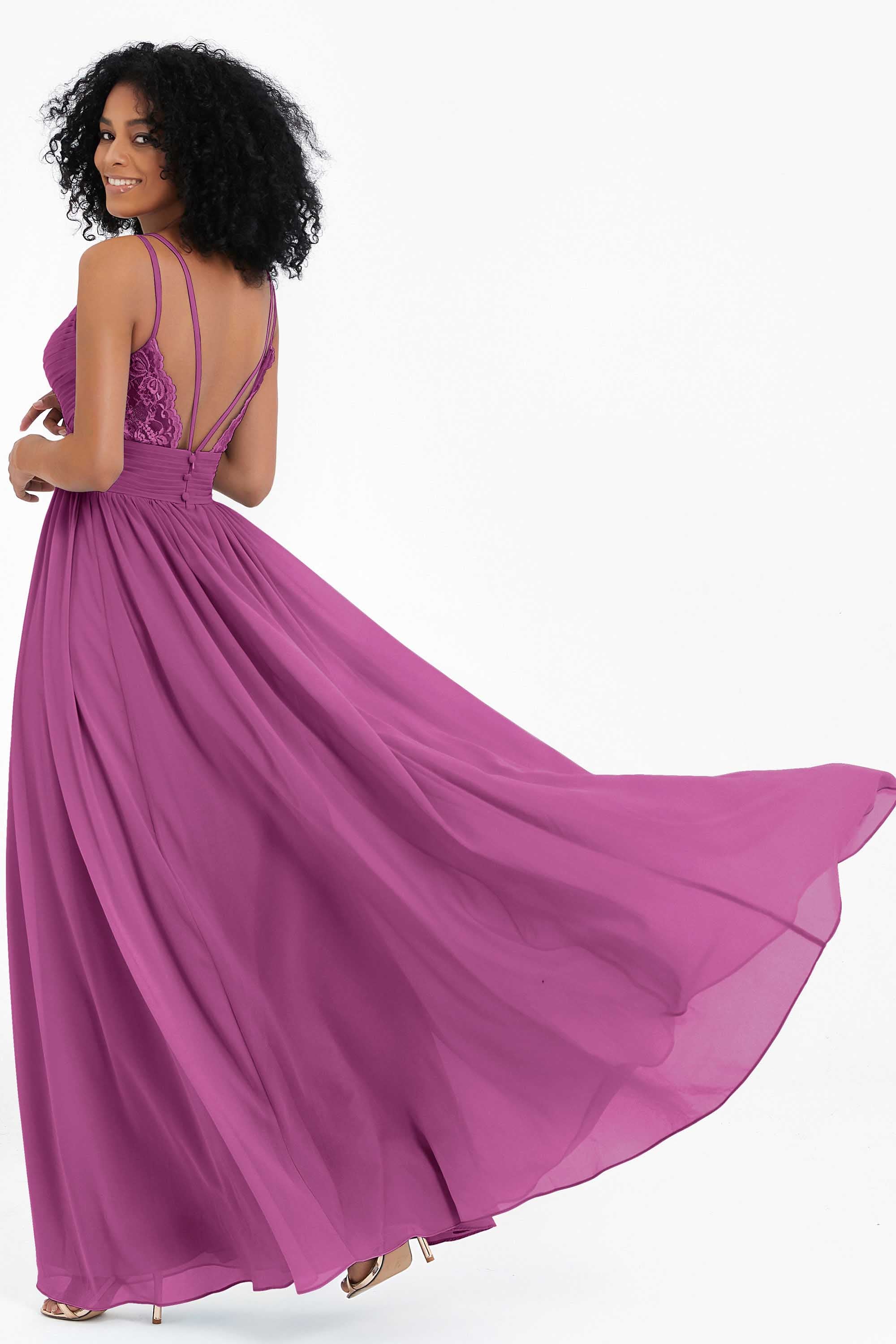 Empire Chiffon Bridesmaid Dress with Lace Long Formal Evening Dresses party Gowns