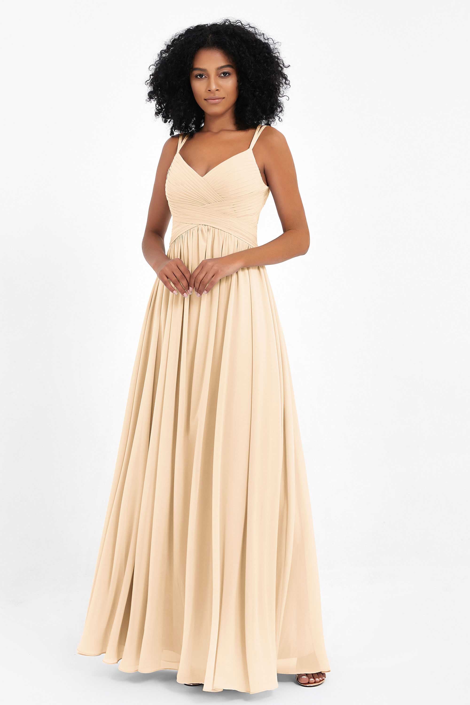 Empire Chiffon Bridesmaid Dress with Lace Long Formal Evening Dresses party Gowns