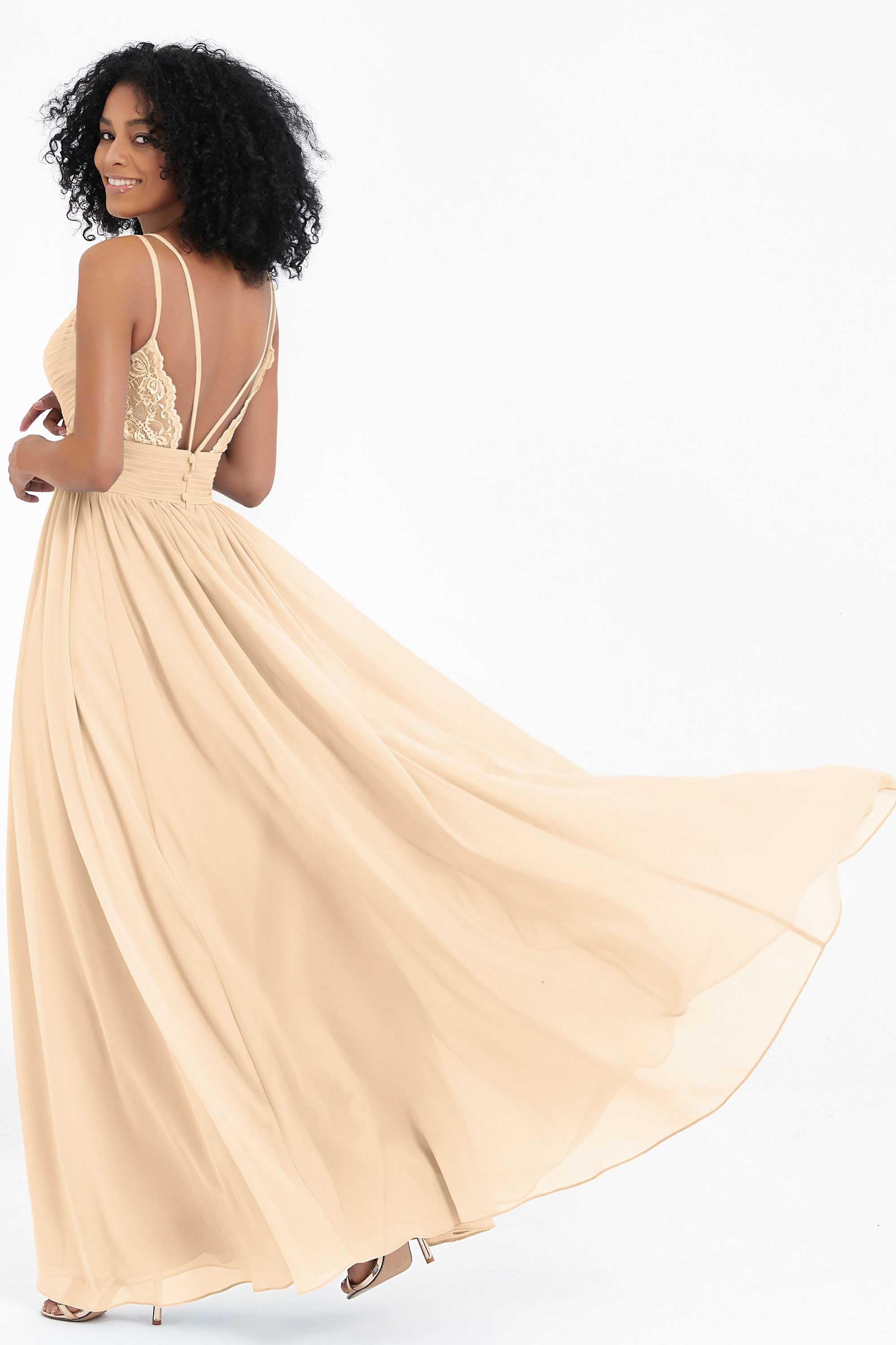 Empire Chiffon Bridesmaid Dress with Lace Long Formal Evening Dresses party Gowns