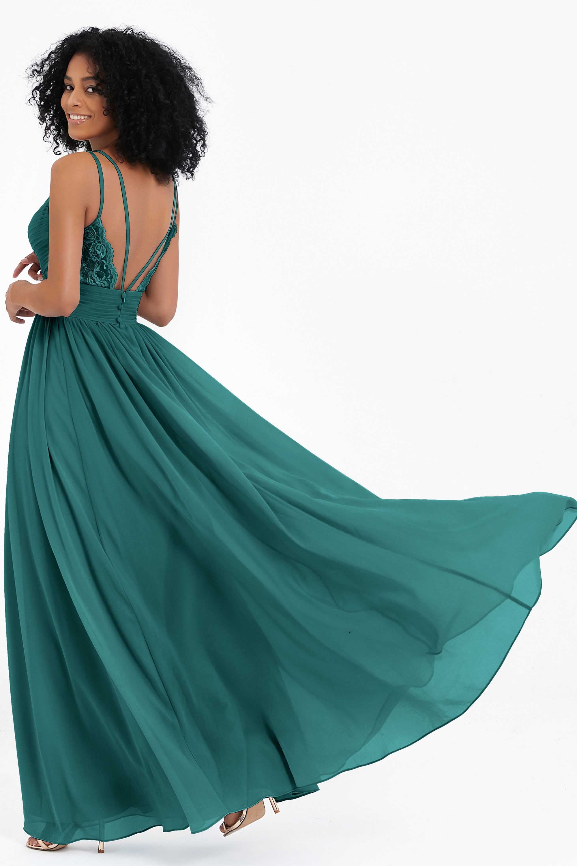 Empire Chiffon Bridesmaid Dress with Lace Long Formal Evening Dresses party Gowns