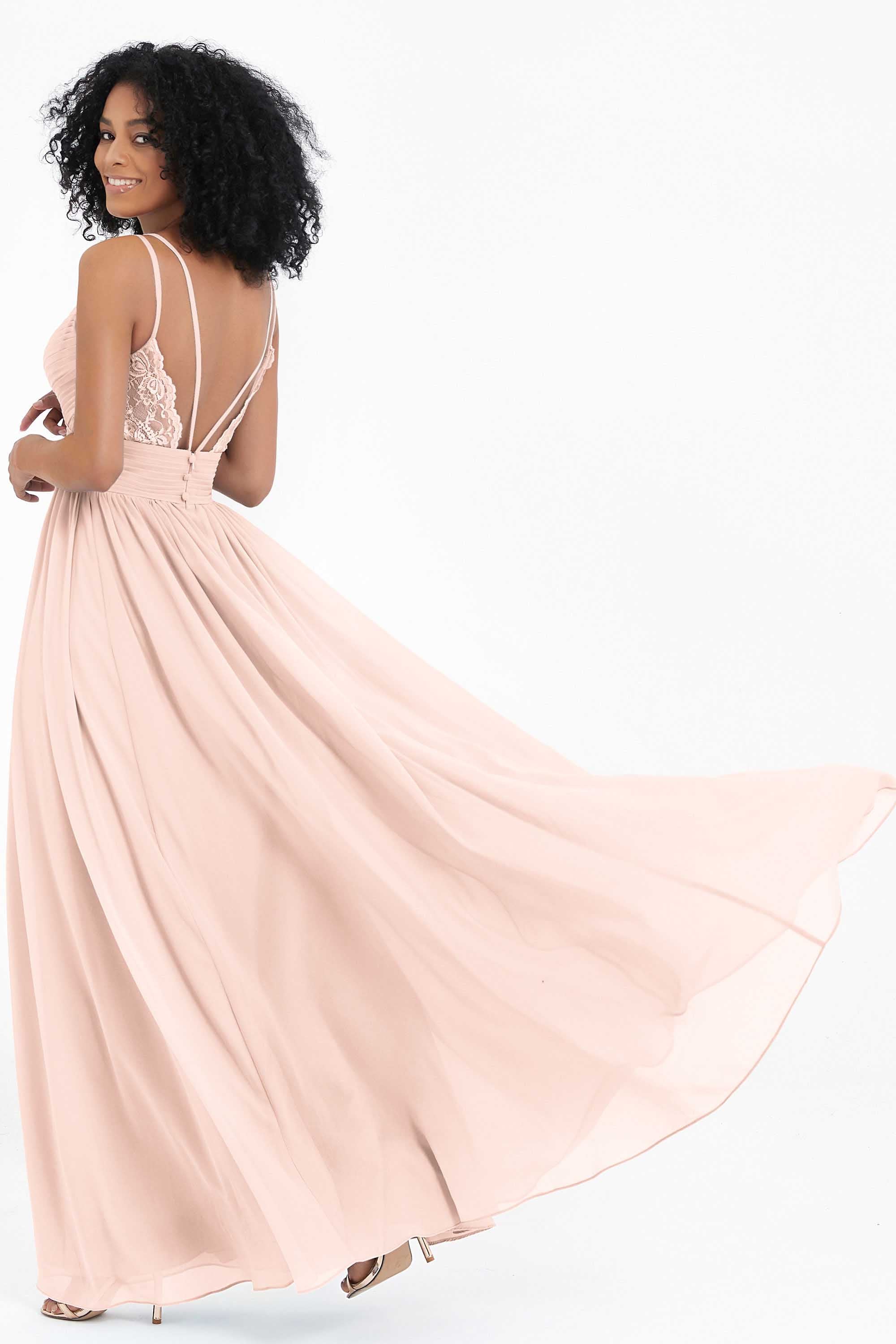 Empire Chiffon Bridesmaid Dress with Lace Long Formal Evening Dresses party Gowns