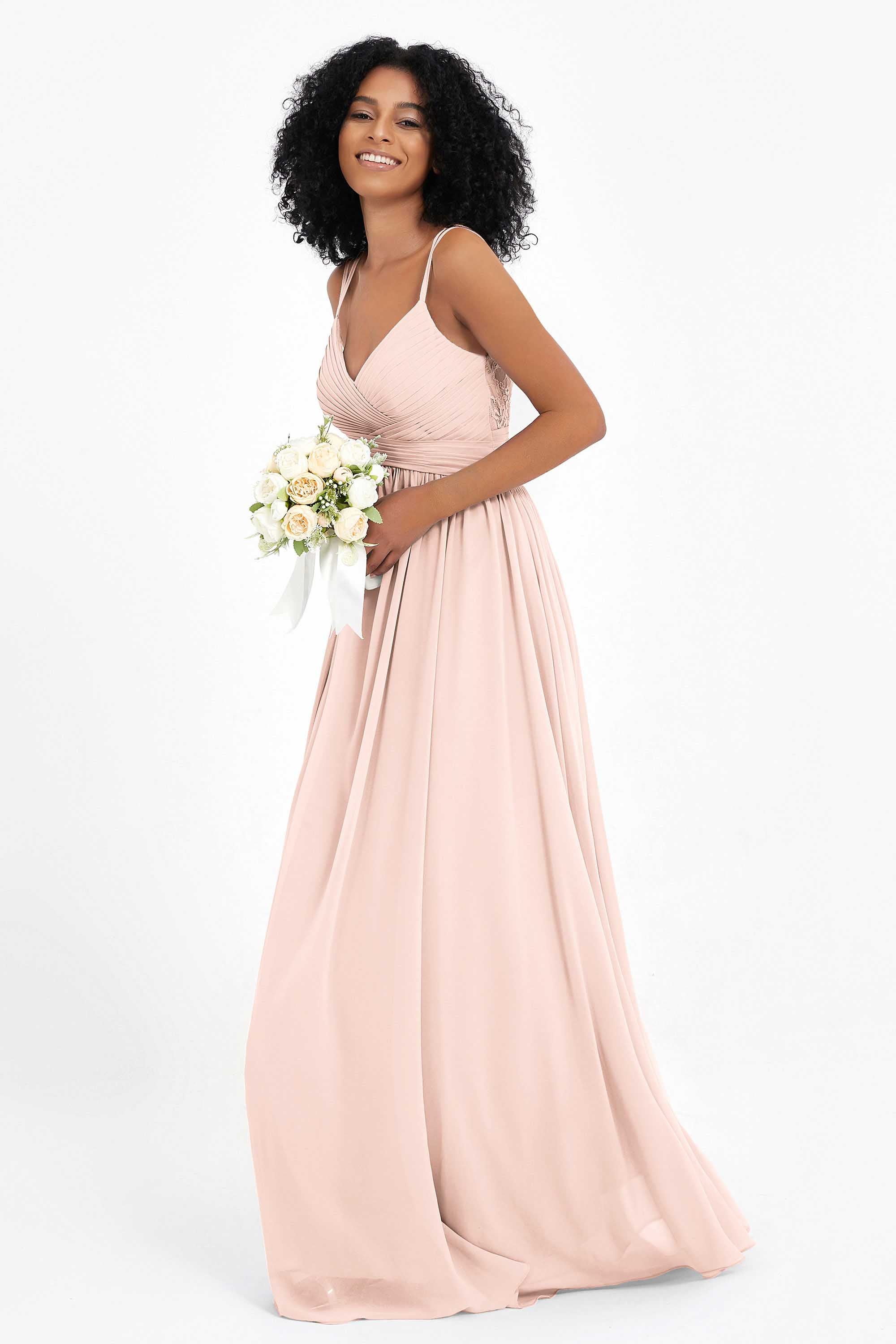 Empire Chiffon Bridesmaid Dress with Lace Long Formal Evening Dresses party Gowns