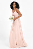Empire Chiffon Bridesmaid Dress with Lace Long Formal Evening Dresses party Gowns