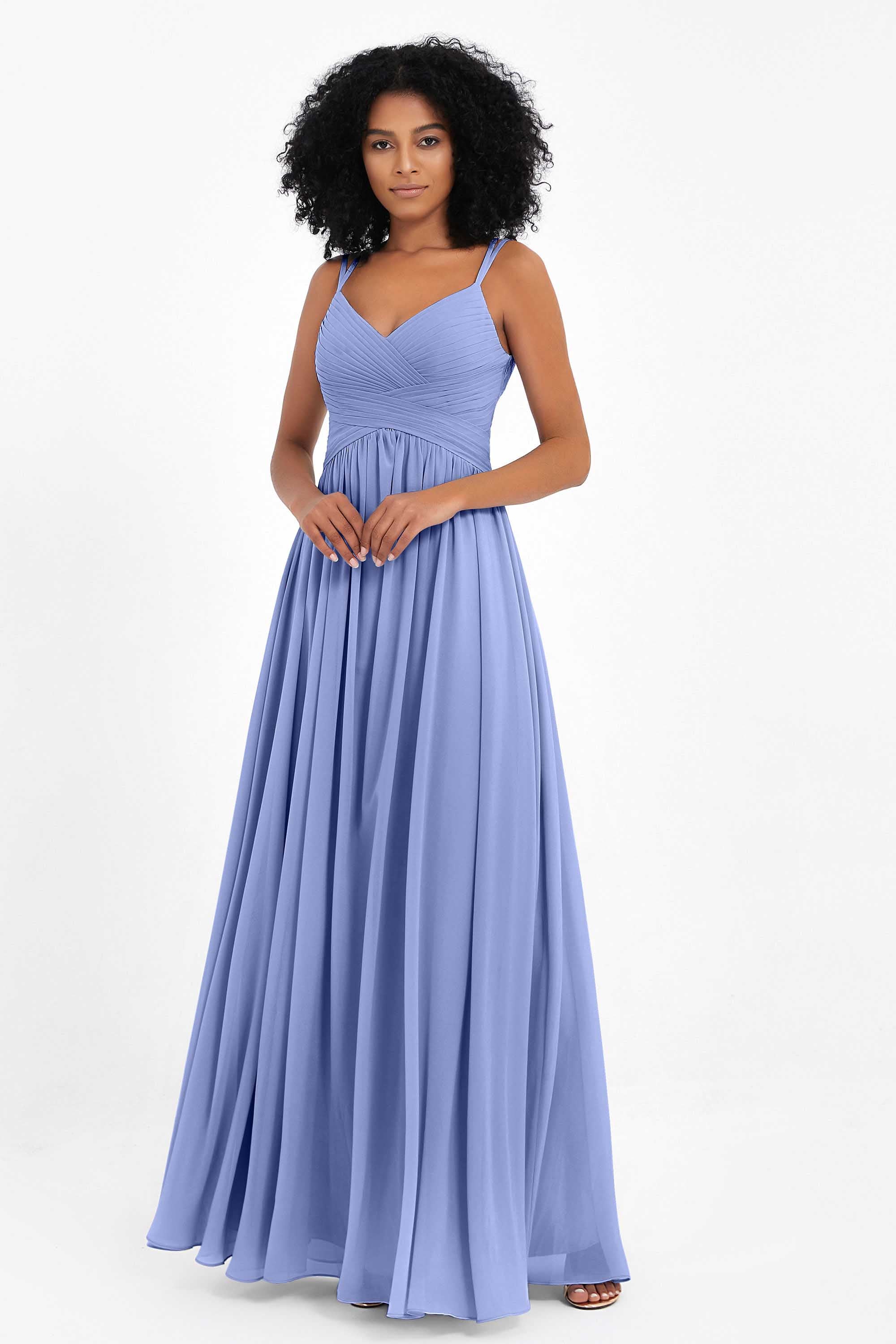 Empire Chiffon Bridesmaid Dress with Lace Long Formal Evening Dresses party Gowns