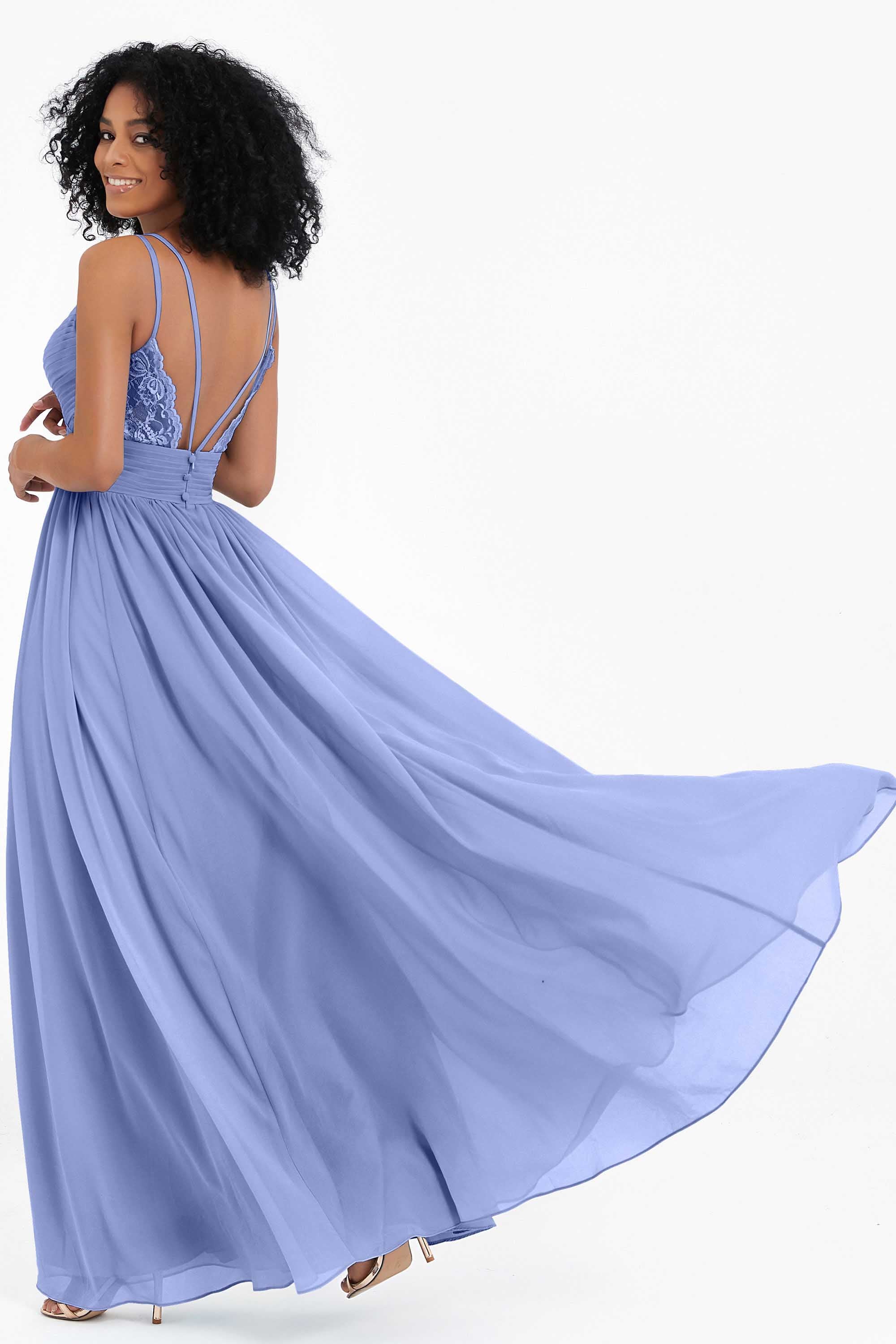 Empire Chiffon Bridesmaid Dress with Lace Long Formal Evening Dresses party Gowns