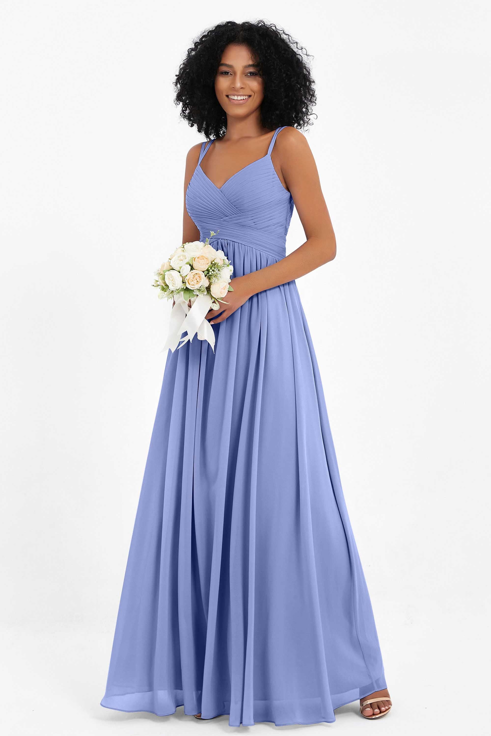 Empire Chiffon Bridesmaid Dress with Lace Long Formal Evening Dresses party Gowns