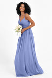 Empire Chiffon Bridesmaid Dress with Lace Long Formal Evening Dresses party Gowns