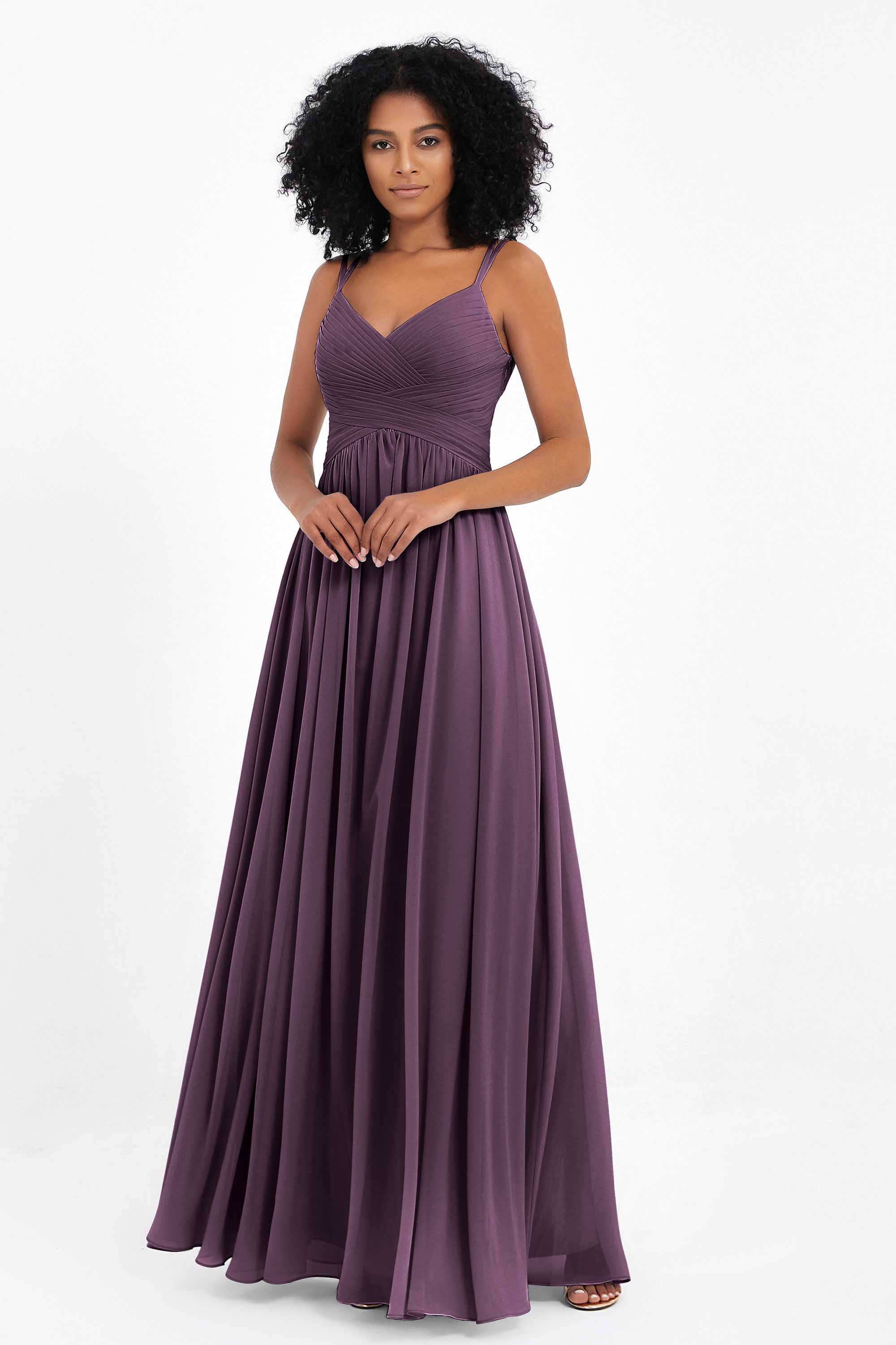 Empire Chiffon Bridesmaid Dress with Lace Long Formal Evening Dresses party Gowns