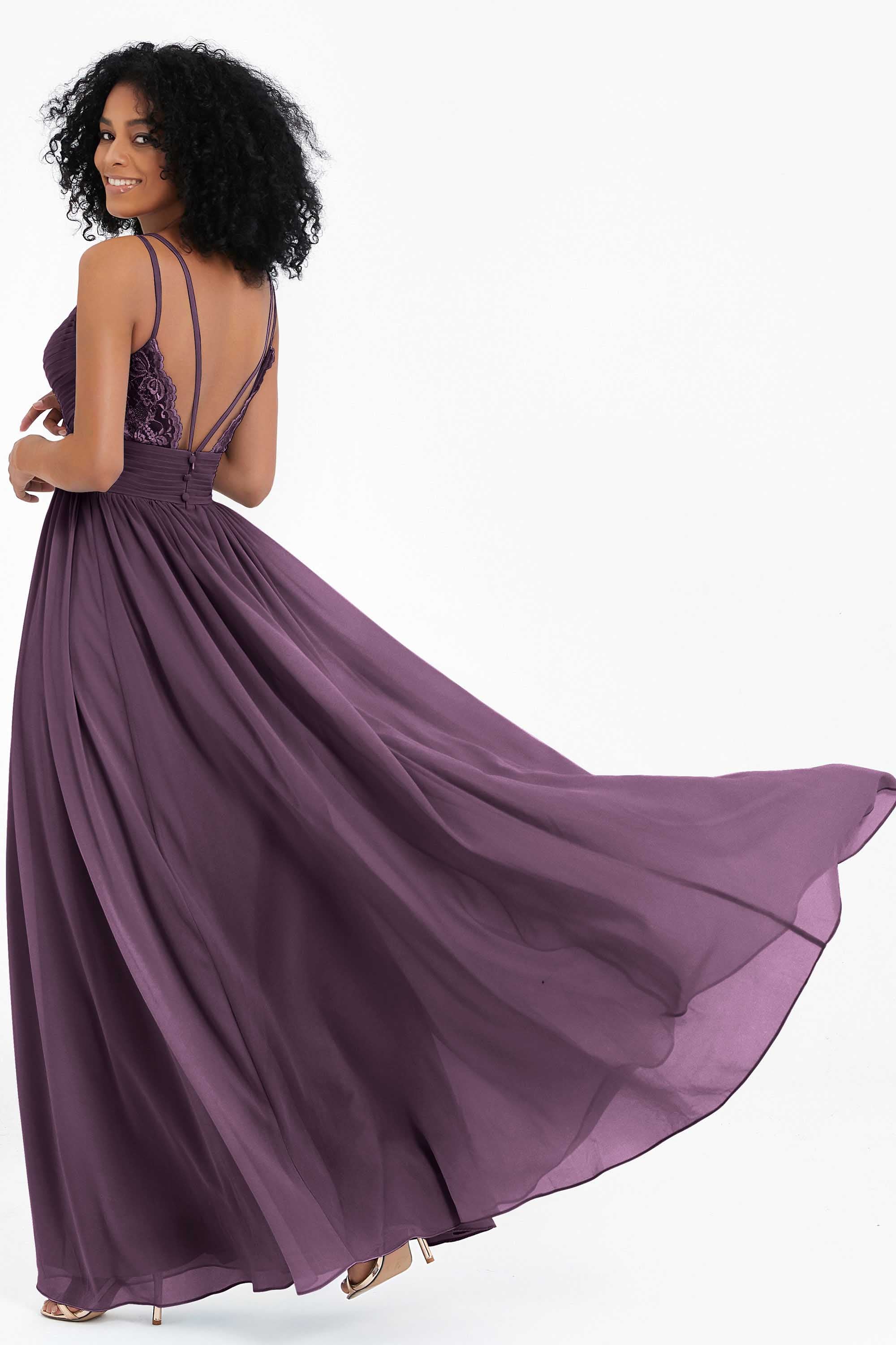 Empire Chiffon Bridesmaid Dress with Lace Long Formal Evening Dresses party Gowns