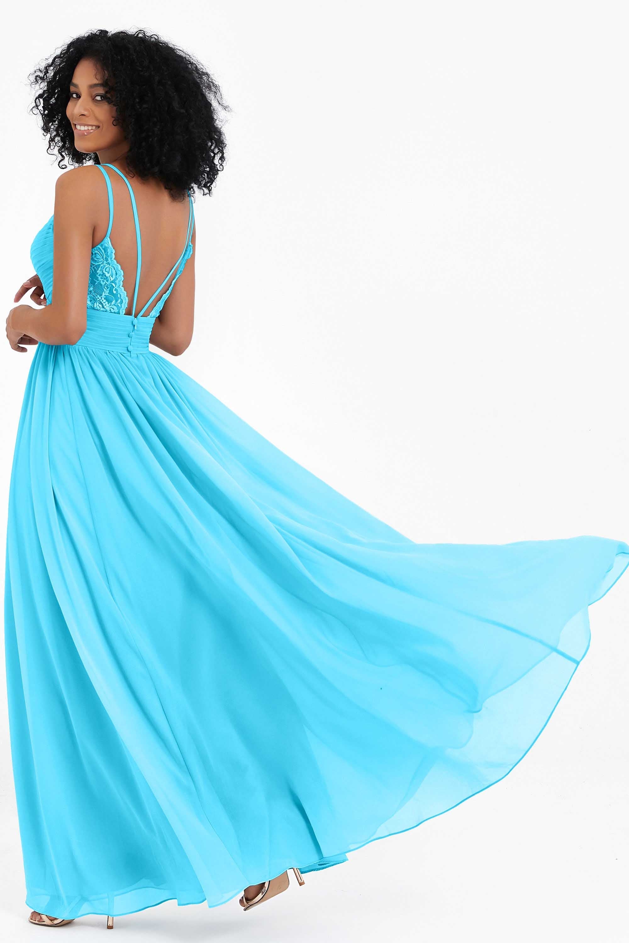 Empire Chiffon Bridesmaid Dress with Lace Long Formal Evening Dresses party Gowns