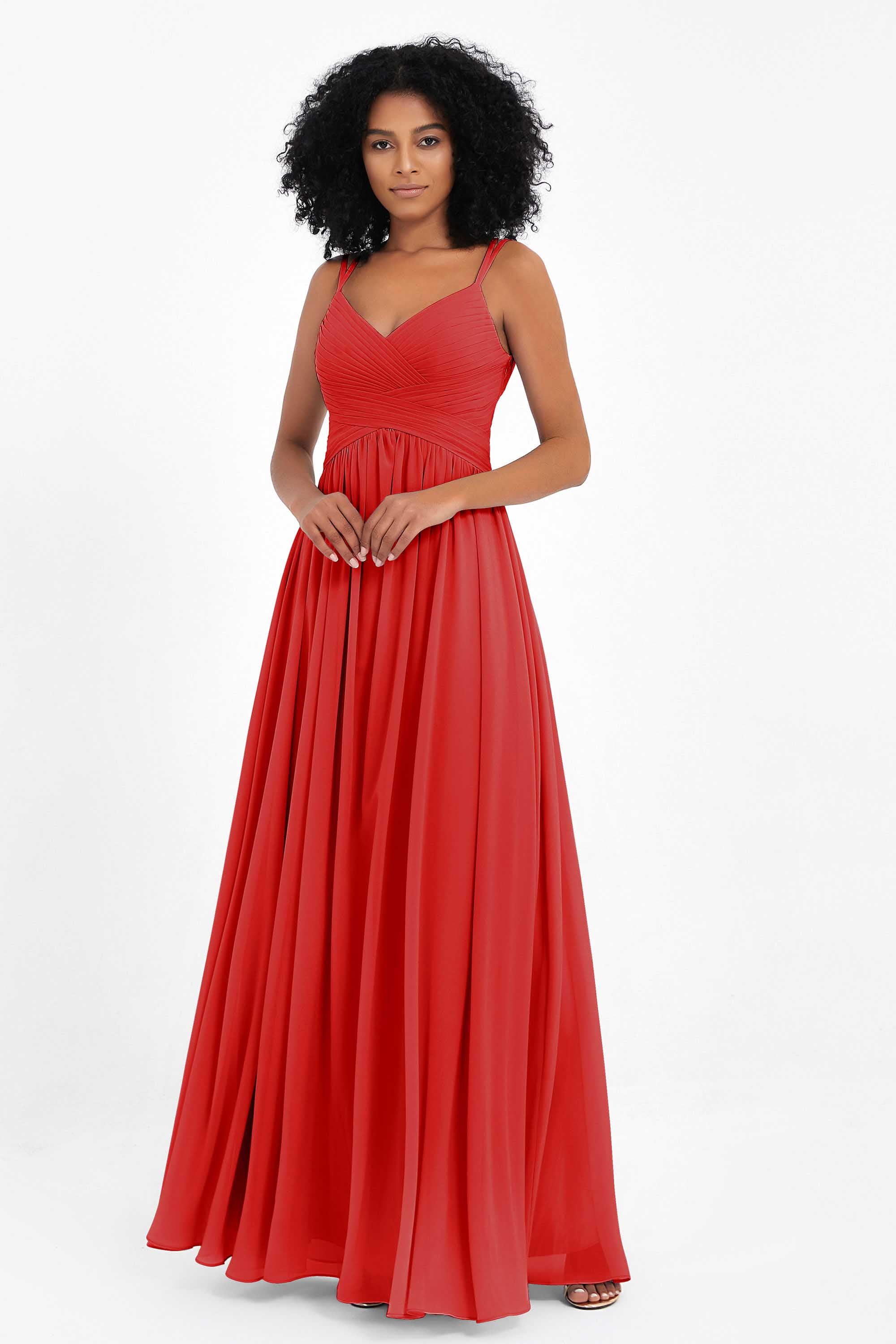 Empire Chiffon Bridesmaid Dress with Lace Long Formal Evening Dresses party Gowns