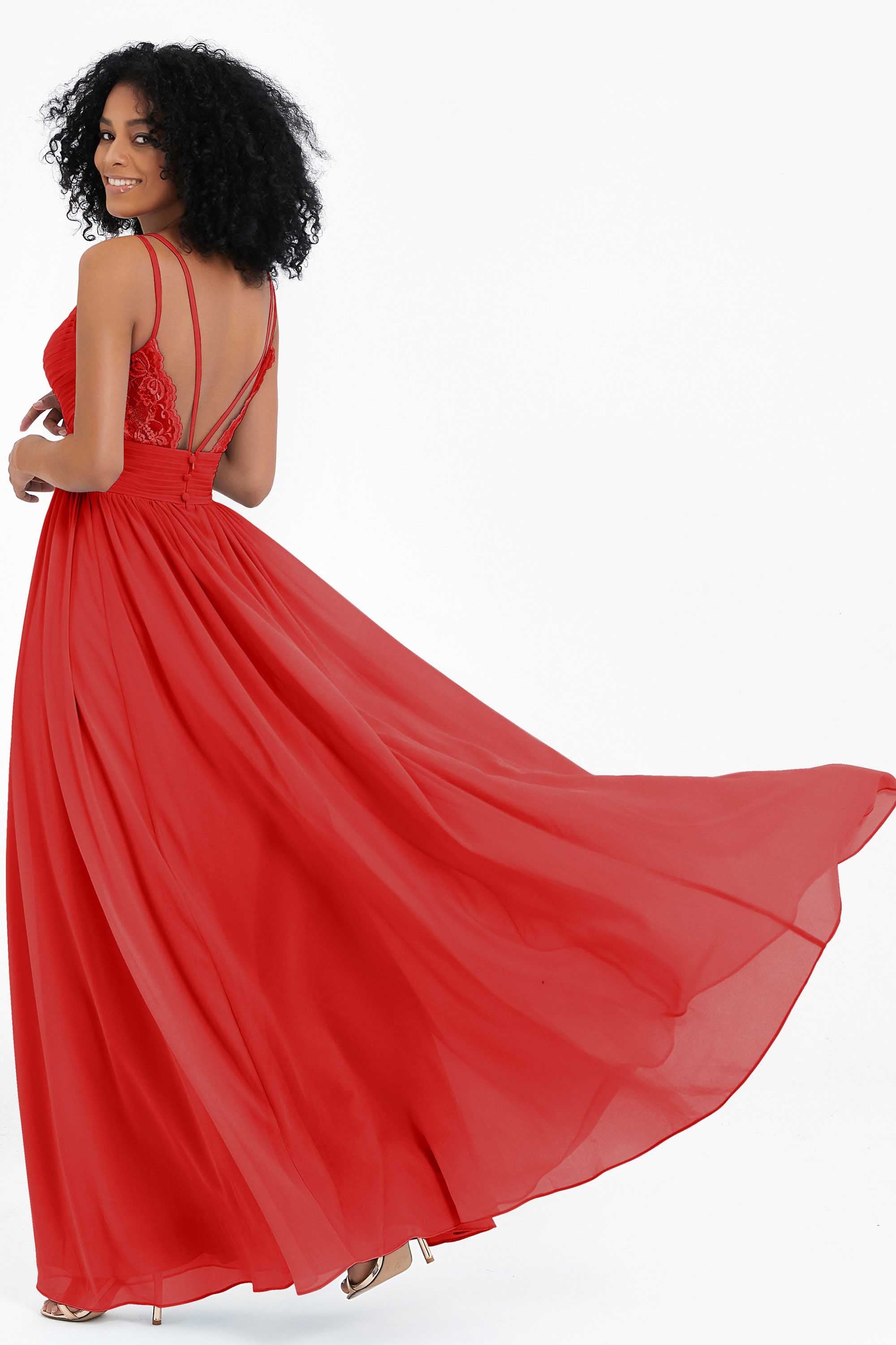 Empire Chiffon Bridesmaid Dress with Lace Long Formal Evening Dresses party Gowns