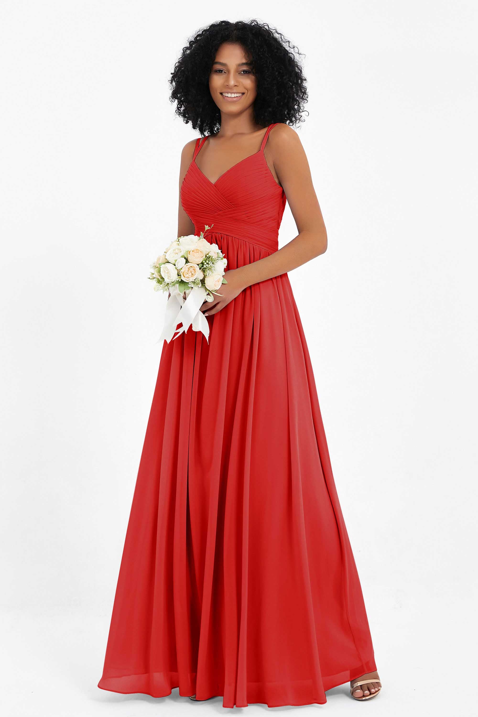 Empire Chiffon Bridesmaid Dress with Lace Long Formal Evening Dresses party Gowns