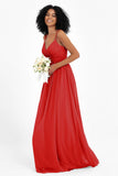 Empire Chiffon Bridesmaid Dress with Lace Long Formal Evening Dresses party Gowns