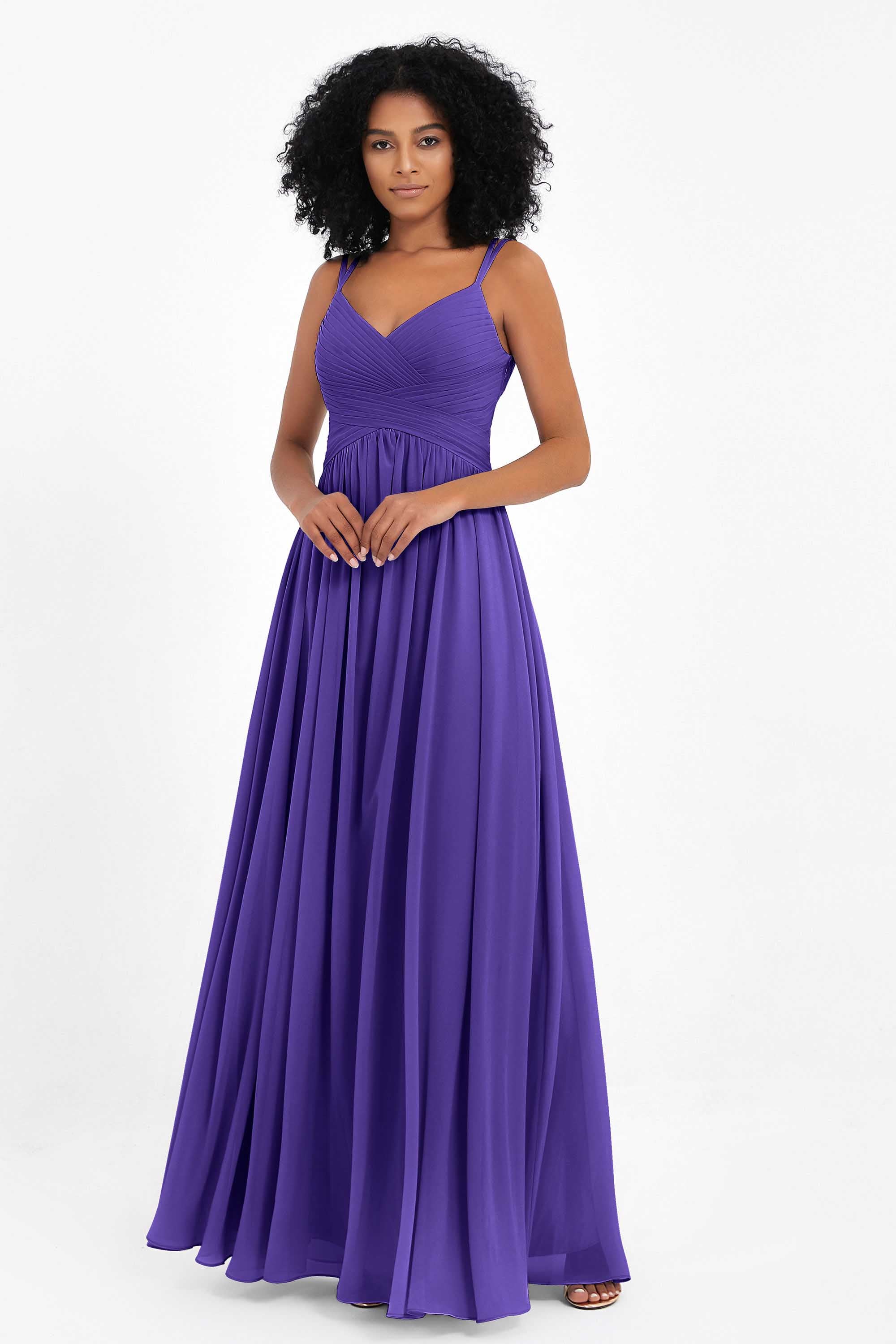 Empire Chiffon Bridesmaid Dress with Lace Long Formal Evening Dresses party Gowns