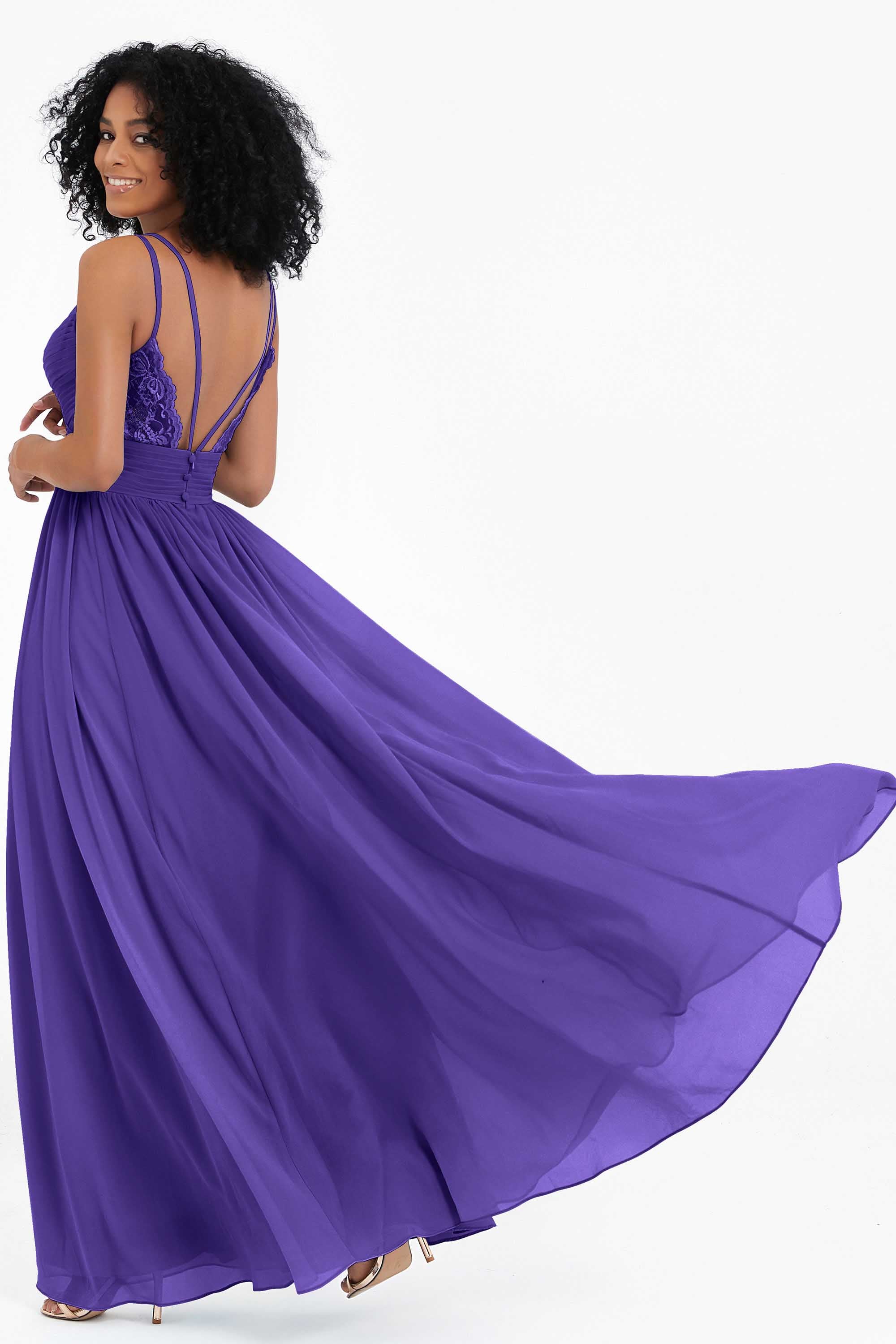 Empire Chiffon Bridesmaid Dress with Lace Long Formal Evening Dresses party Gowns