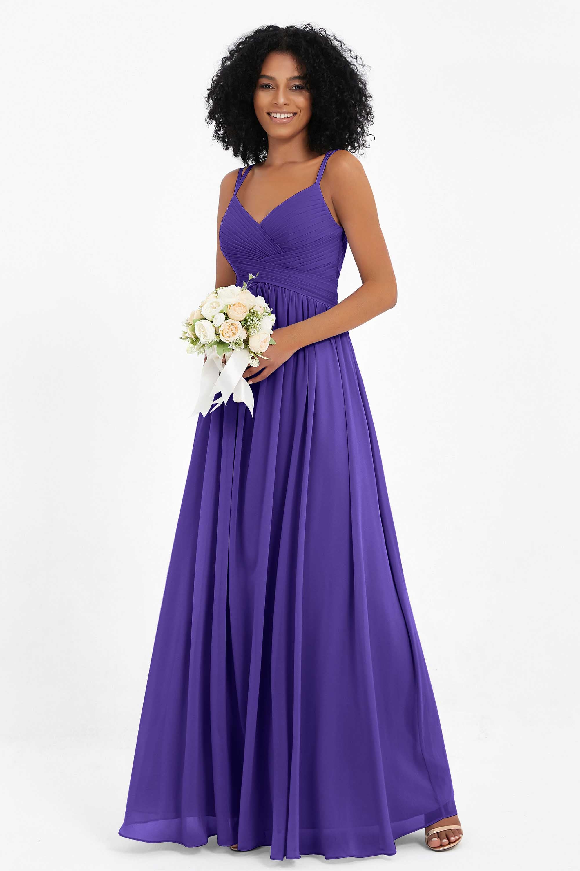 Empire Chiffon Bridesmaid Dress with Lace Long Formal Evening Dresses party Gowns