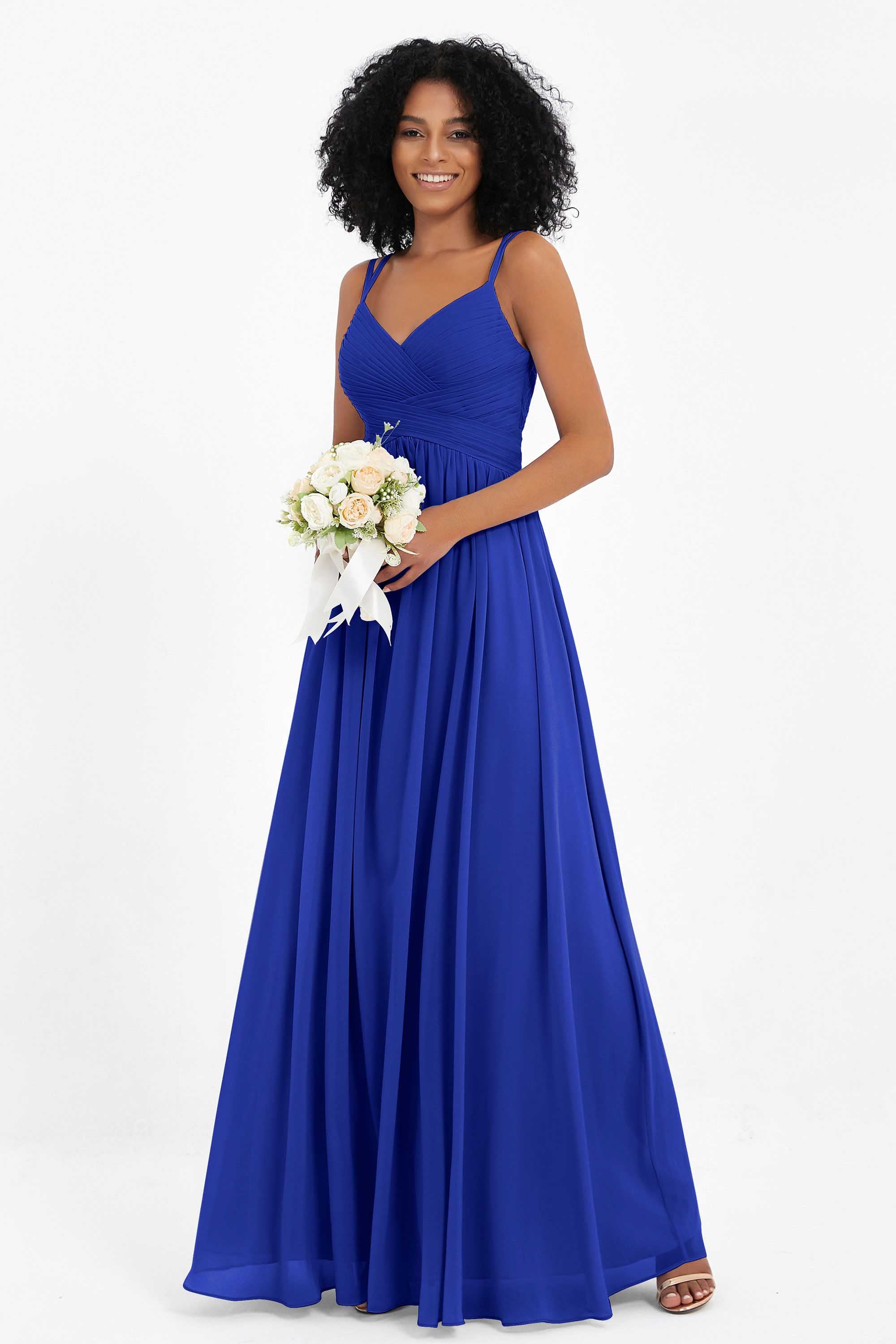 Empire Chiffon Bridesmaid Dress with Lace Long Formal Evening Dresses party Gowns