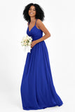 Empire Chiffon Bridesmaid Dress with Lace Long Formal Evening Dresses party Gowns