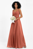 Empire Chiffon Bridesmaid Dress with Lace Long Formal Evening Dresses party Gowns