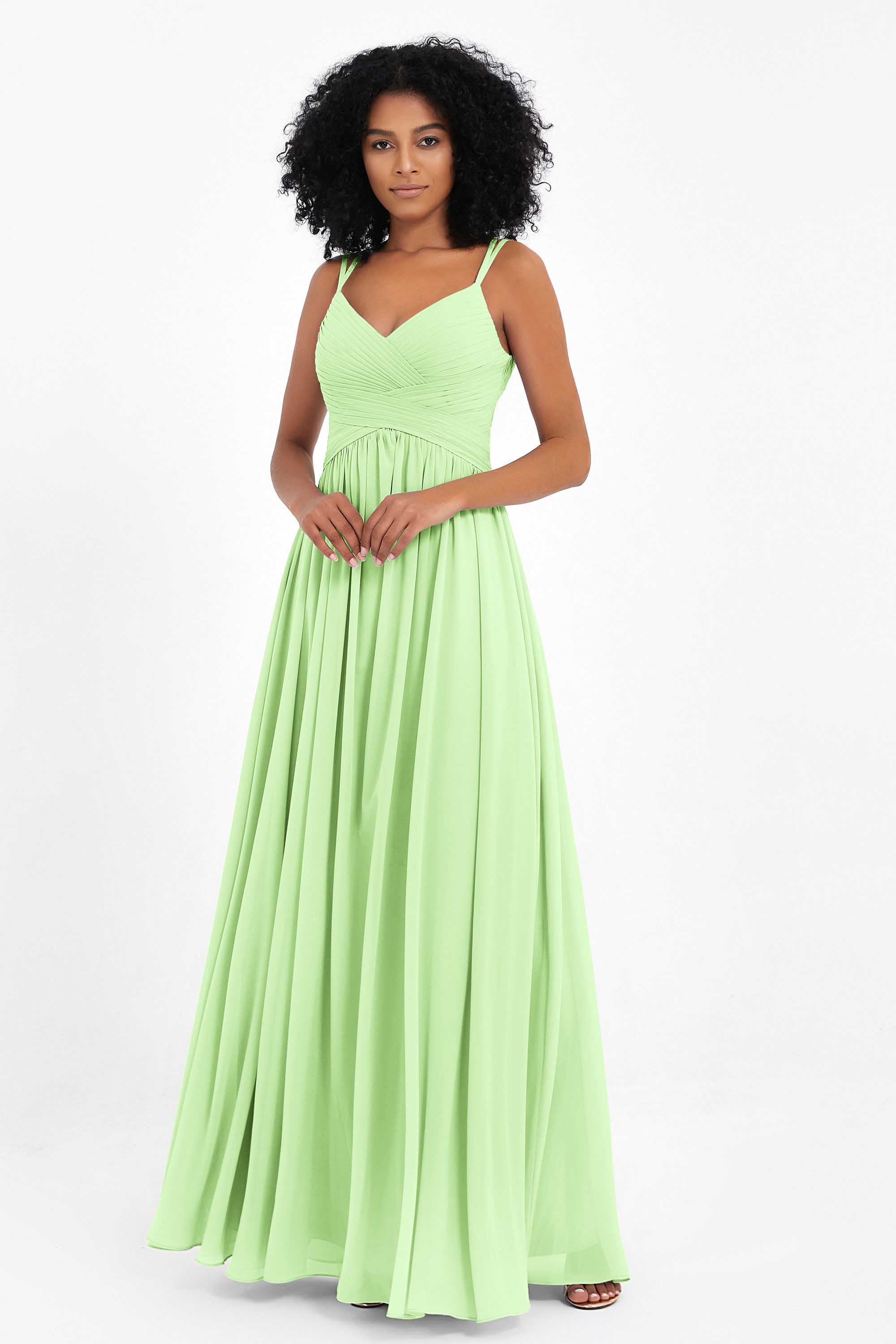 Empire Chiffon Bridesmaid Dress with Lace Long Formal Evening Dresses party Gowns